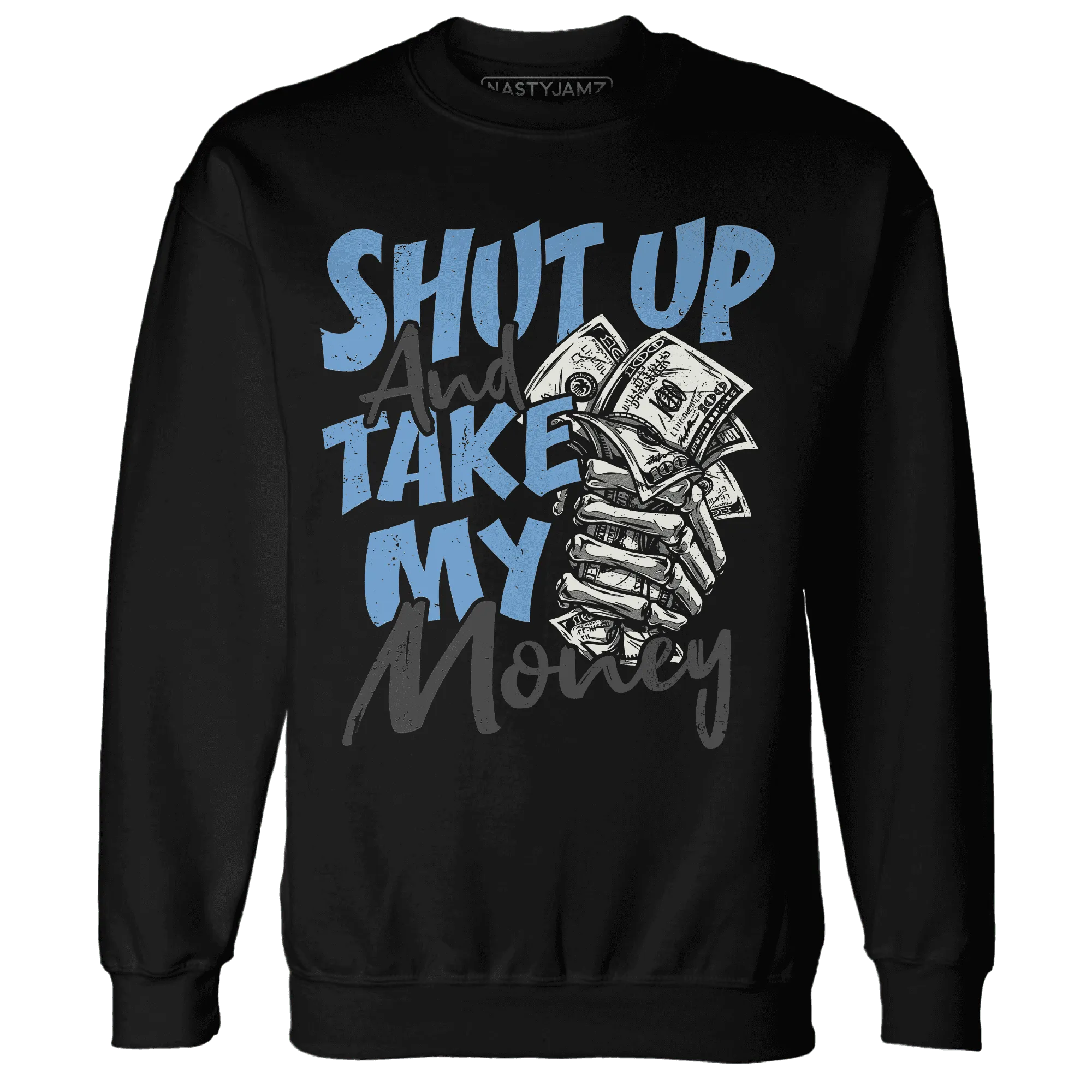 AM-Plus-Black-Univercitii-Blue-Sweatshirt-Match-Shut-Up