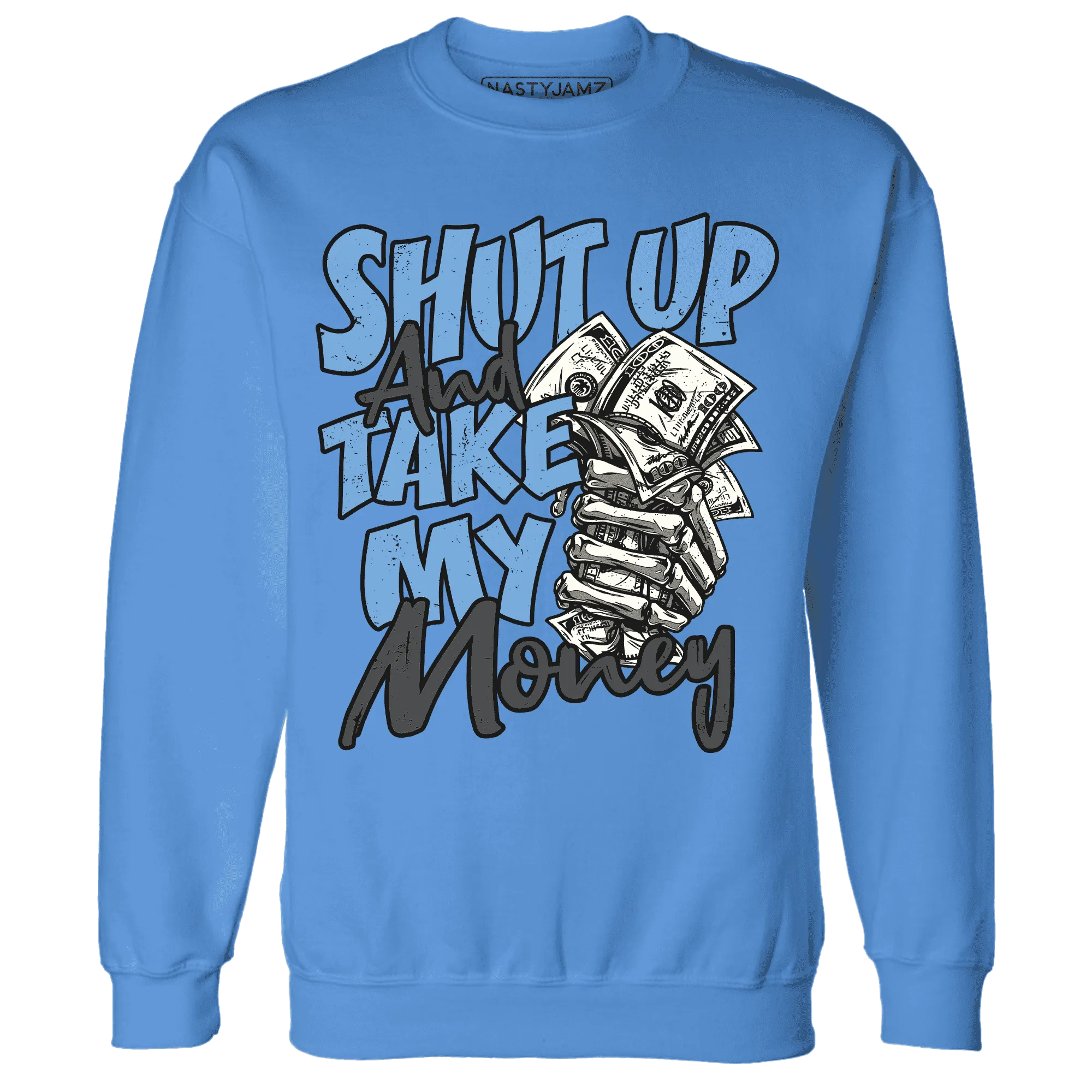 AM-Plus-Black-Univercitii-Blue-Sweatshirt-Match-Shut-Up