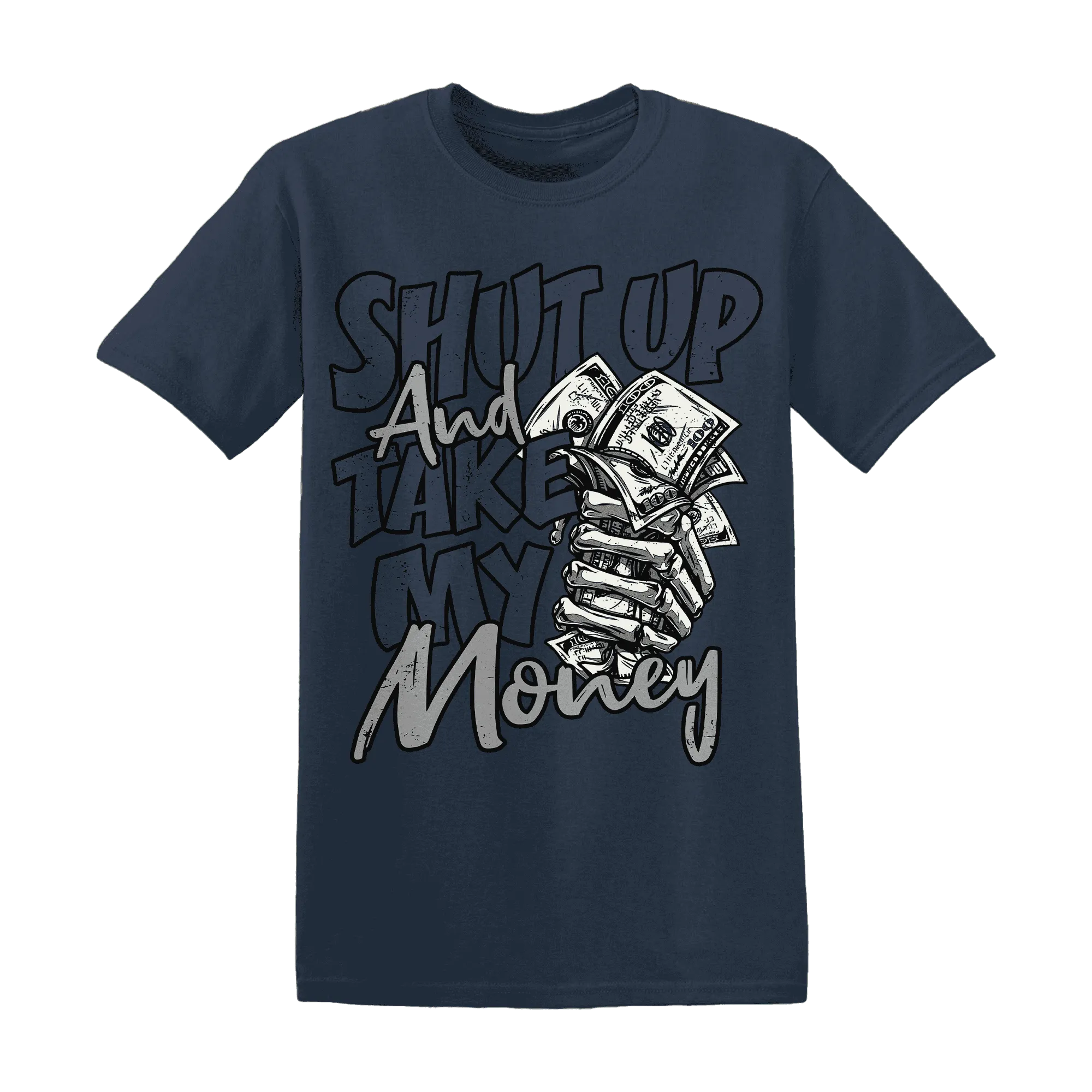 VaporMax-Plus-Midnight-Navy-White-Metallic-Silver-NastyJamz-T-Shirt-Match-Shut-Up