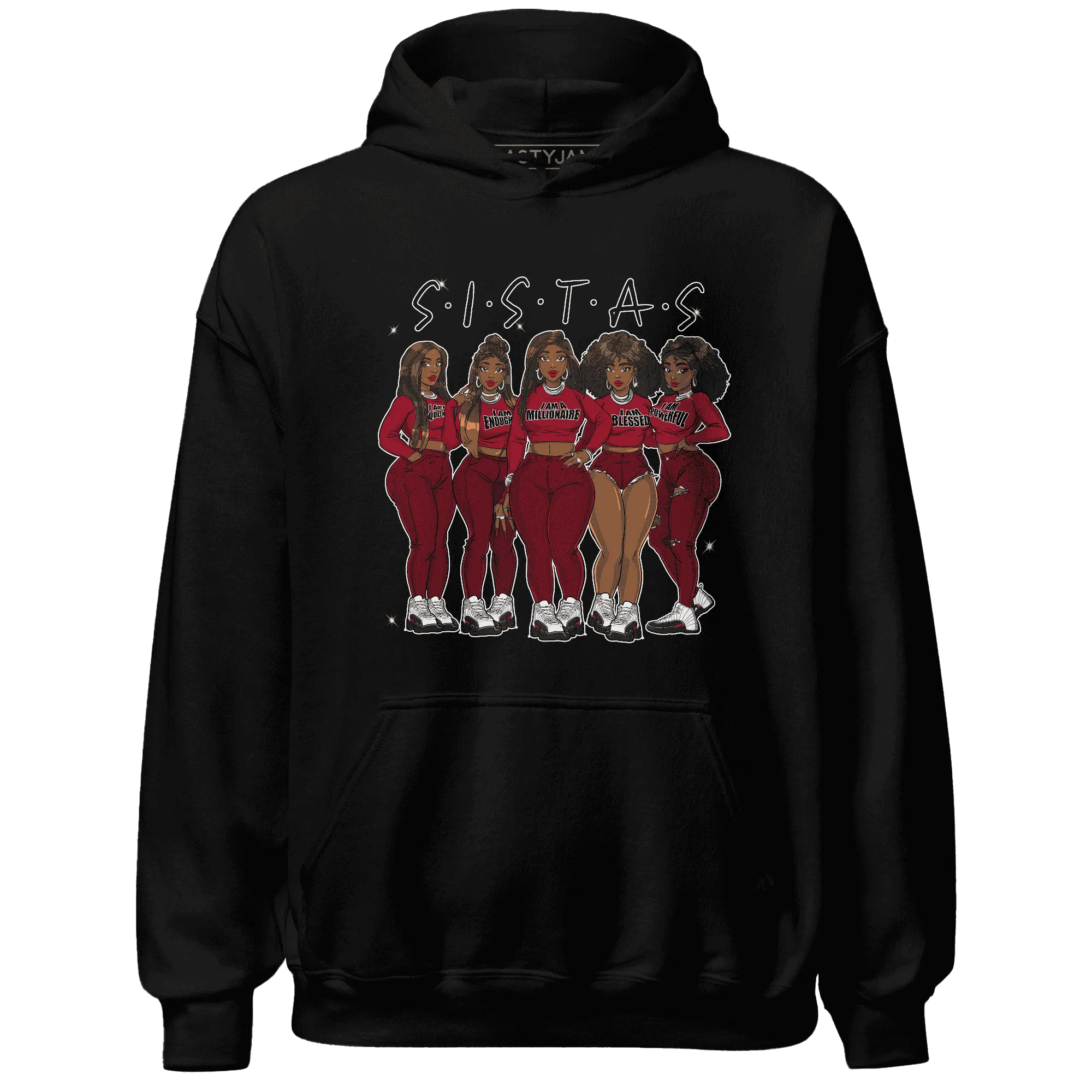 Retro-Red-Taxi-12s-Hoodie-Match-Sistas-Melanin-Girl