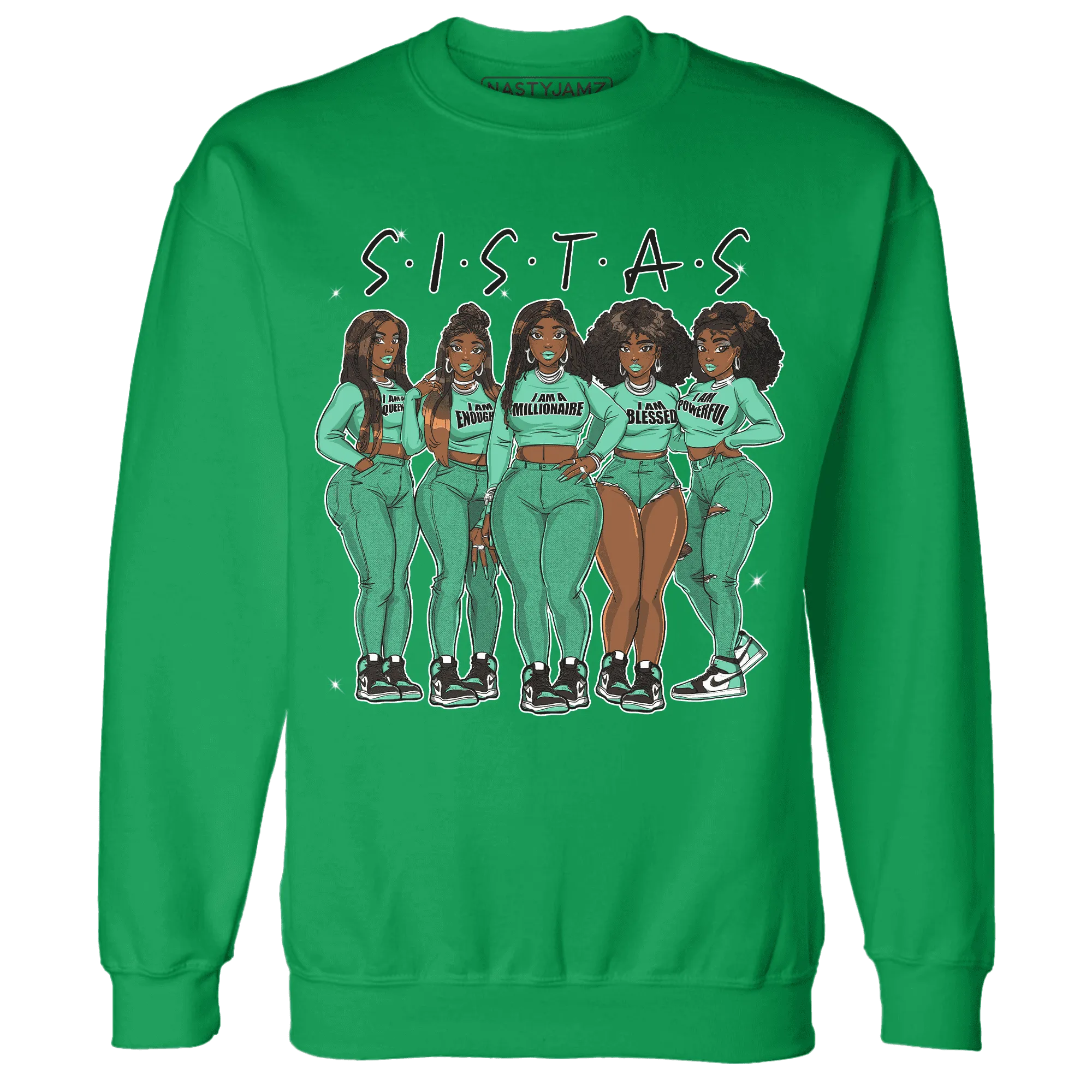 High-OG-Green-Glow-1s-Sweatshirt-Match-Sistas-Melanin-Girl