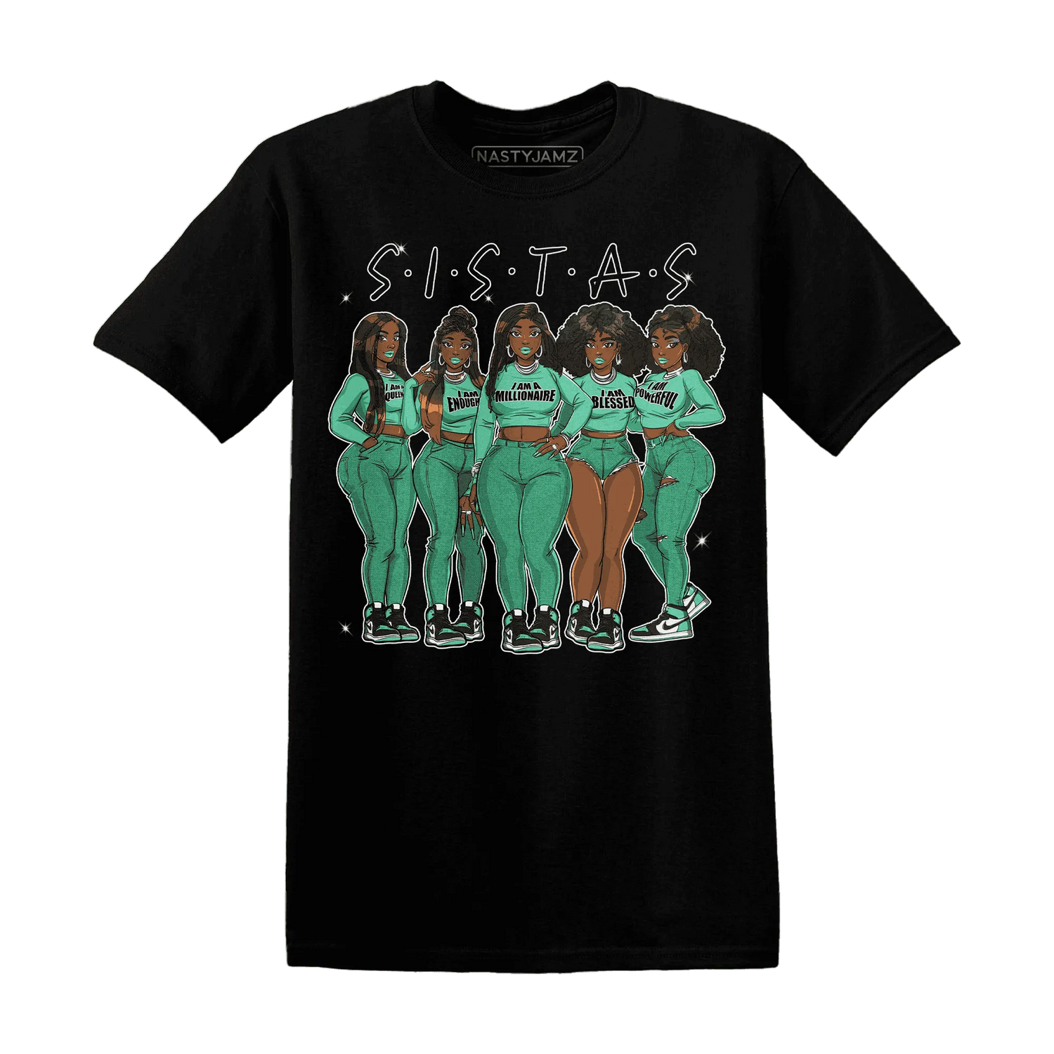 High-OG-Green-Glow-1s-T-Shirt-Match-Sistas-Melanin-Girl