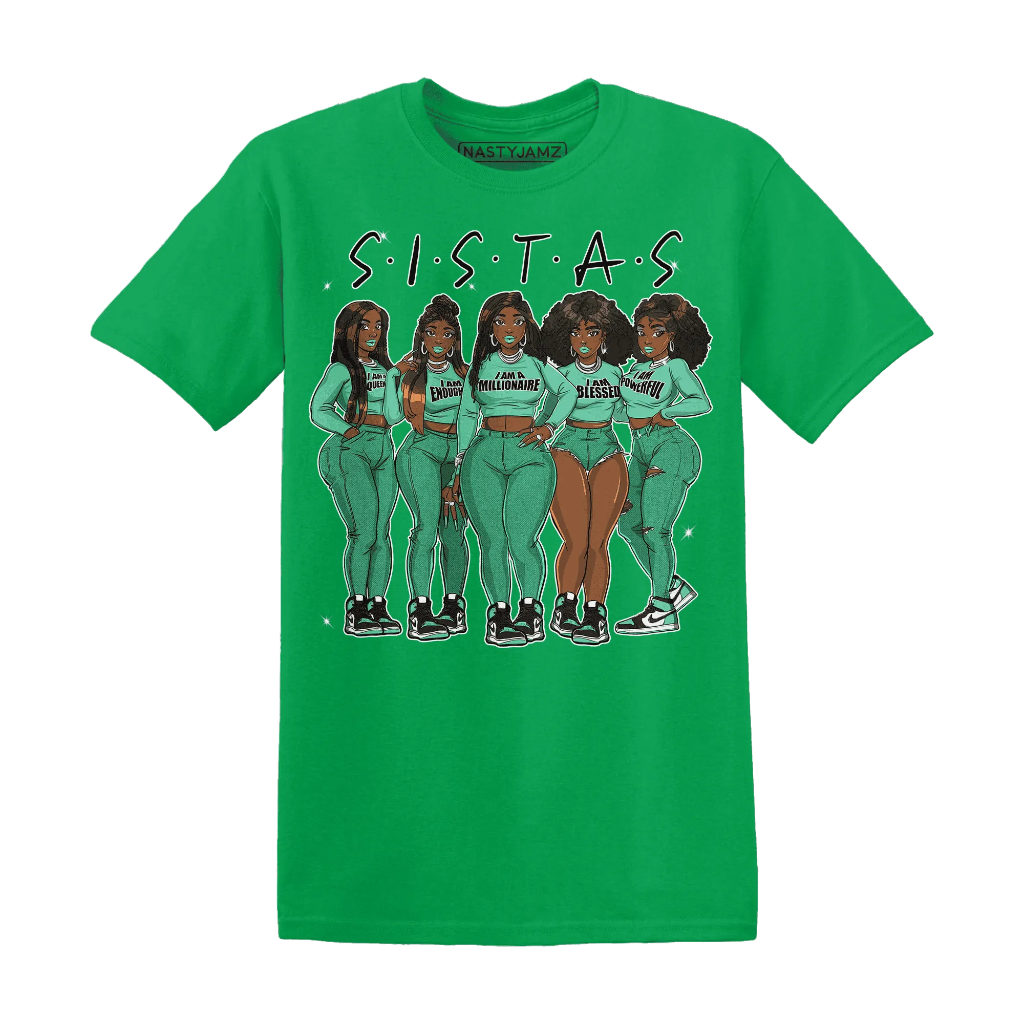 High-OG-Green-Glow-1s-T-Shirt-Match-Sistas-Melanin-Girl