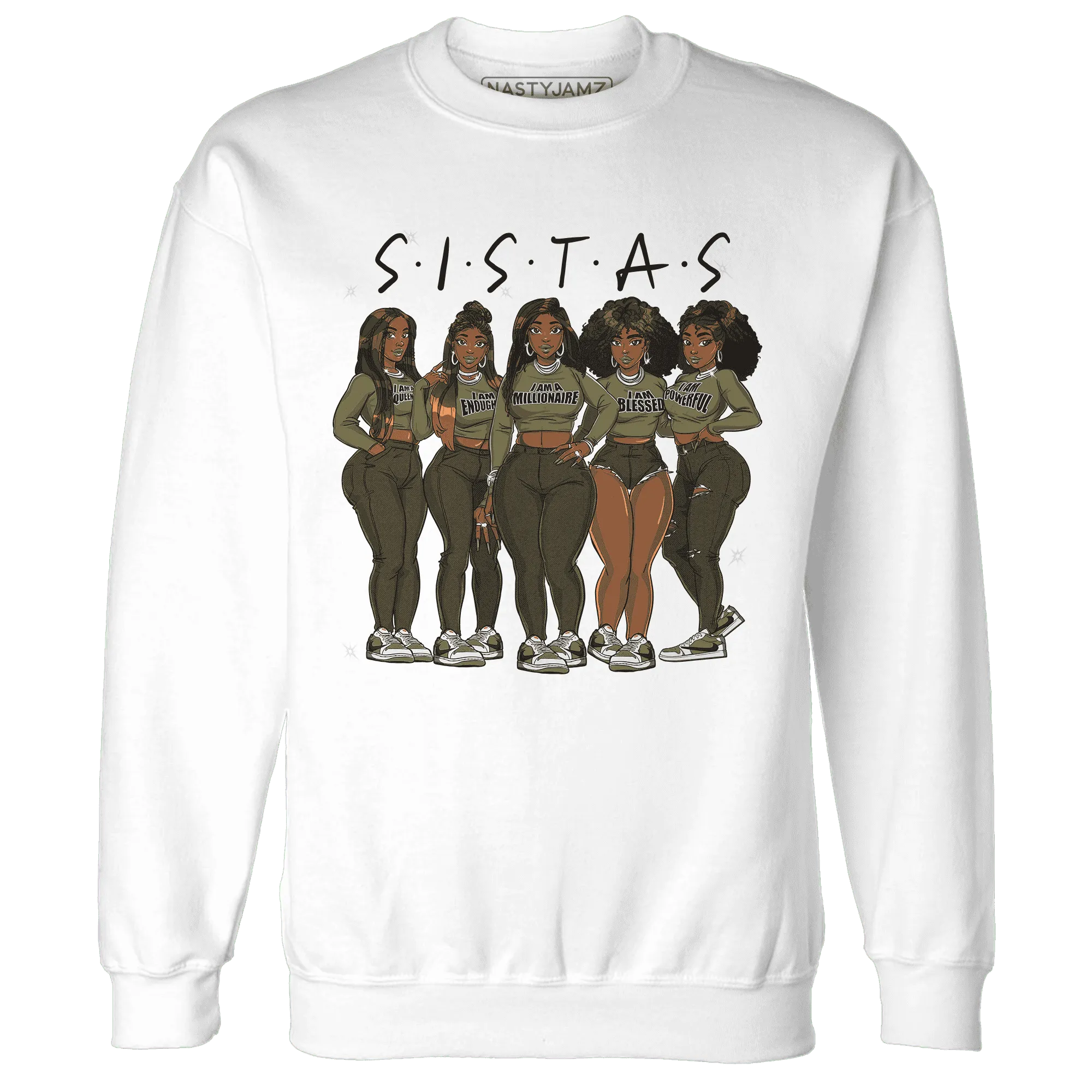 NastyJamz-Medium-Olive-1s-Sweatshirt-Match-Sistas-Melanin-Girl