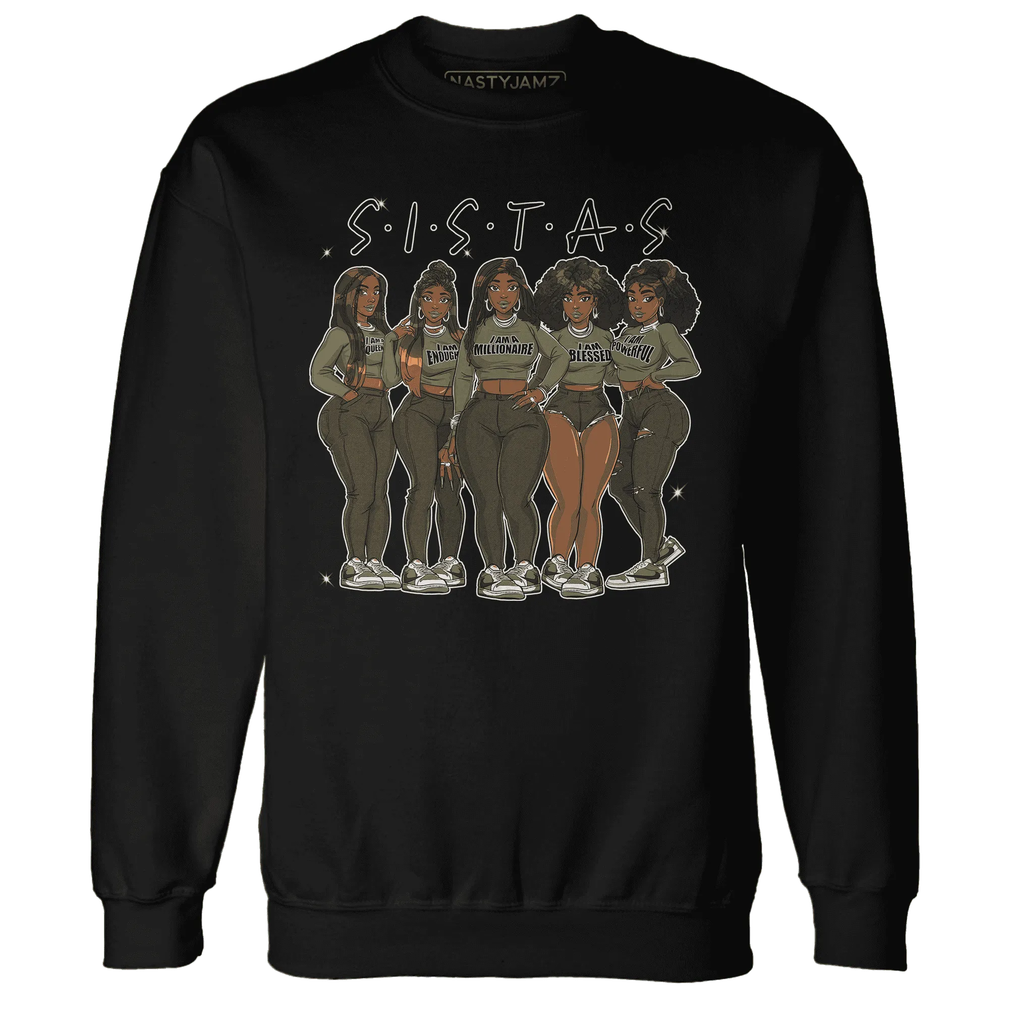 NastyJamz-Medium-Olive-1s-Sweatshirt-Match-Sistas-Melanin-Girl