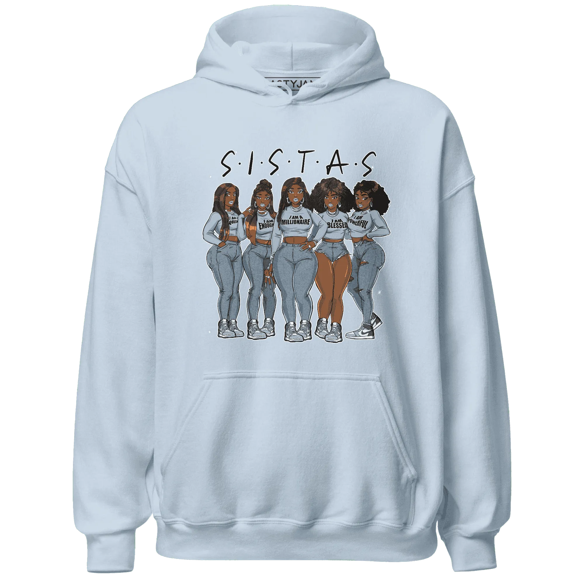 Mid-Diffused-Blue-Grey-1s-Hoodie-Match-Sistas-Melanin-Girl