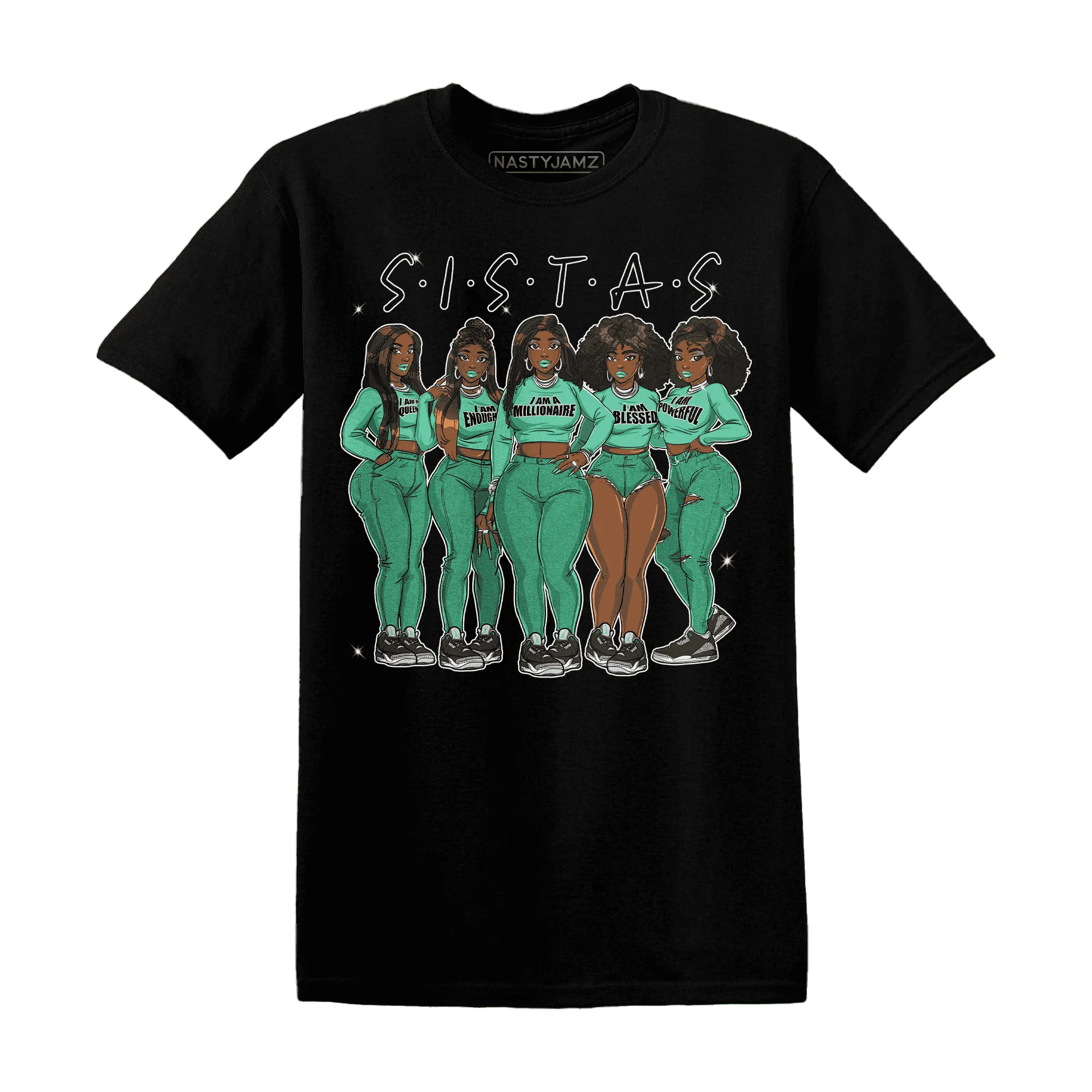Green-Glow-3s-T-Shirt-Match-Sistas-Melanin-Girl