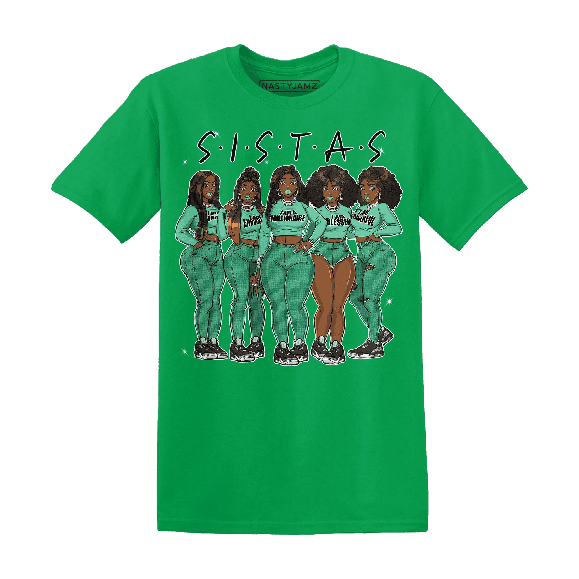 Green-Glow-3s-T-Shirt-Match-Sistas-Melanin-Girl