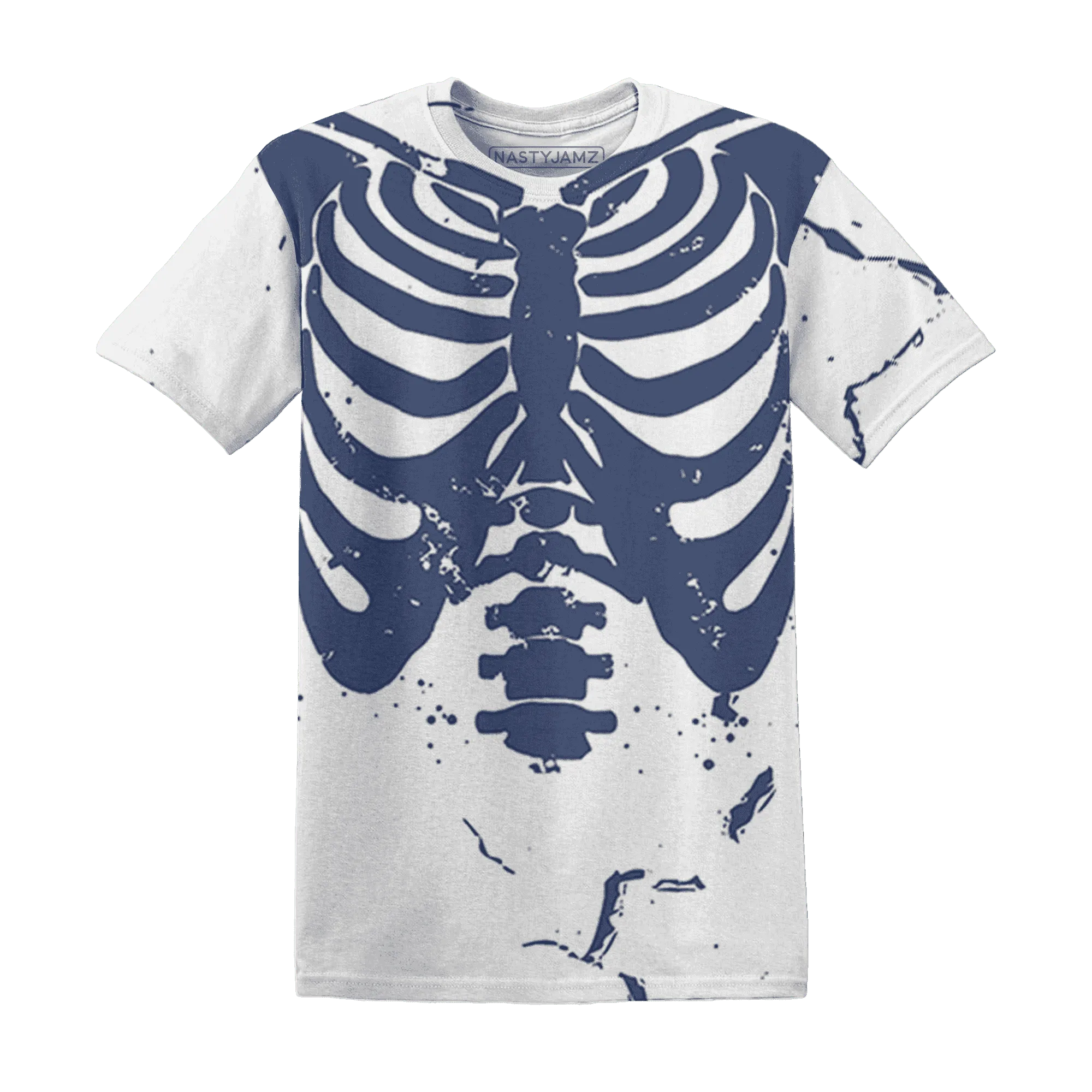 Low-Diffused-Blue-11s-T-Shirt-Match-Skeleton-Y2k-3D