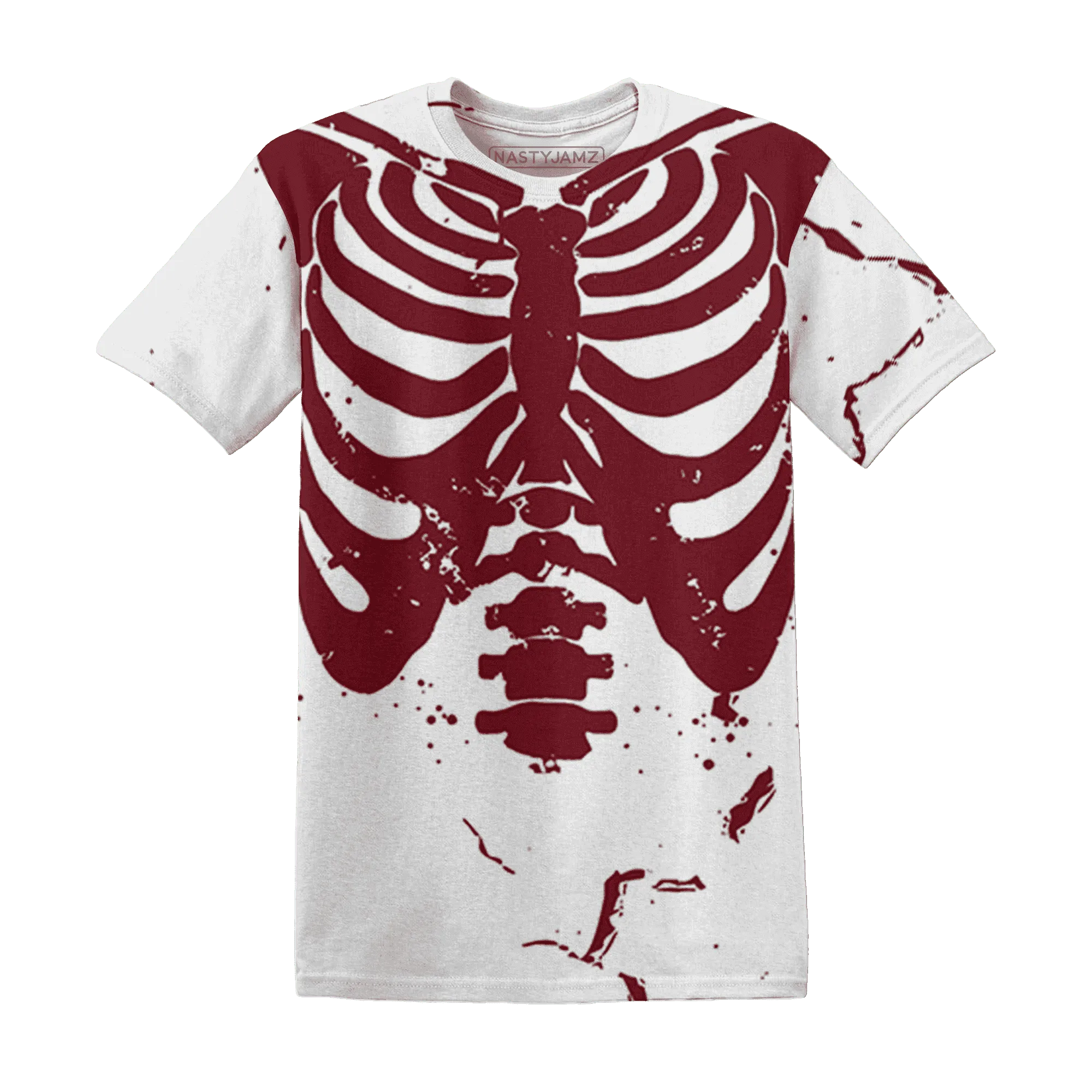 High-White-Team-Red-1s-T-Shirt-Match-Skeleton-Y2k-3D