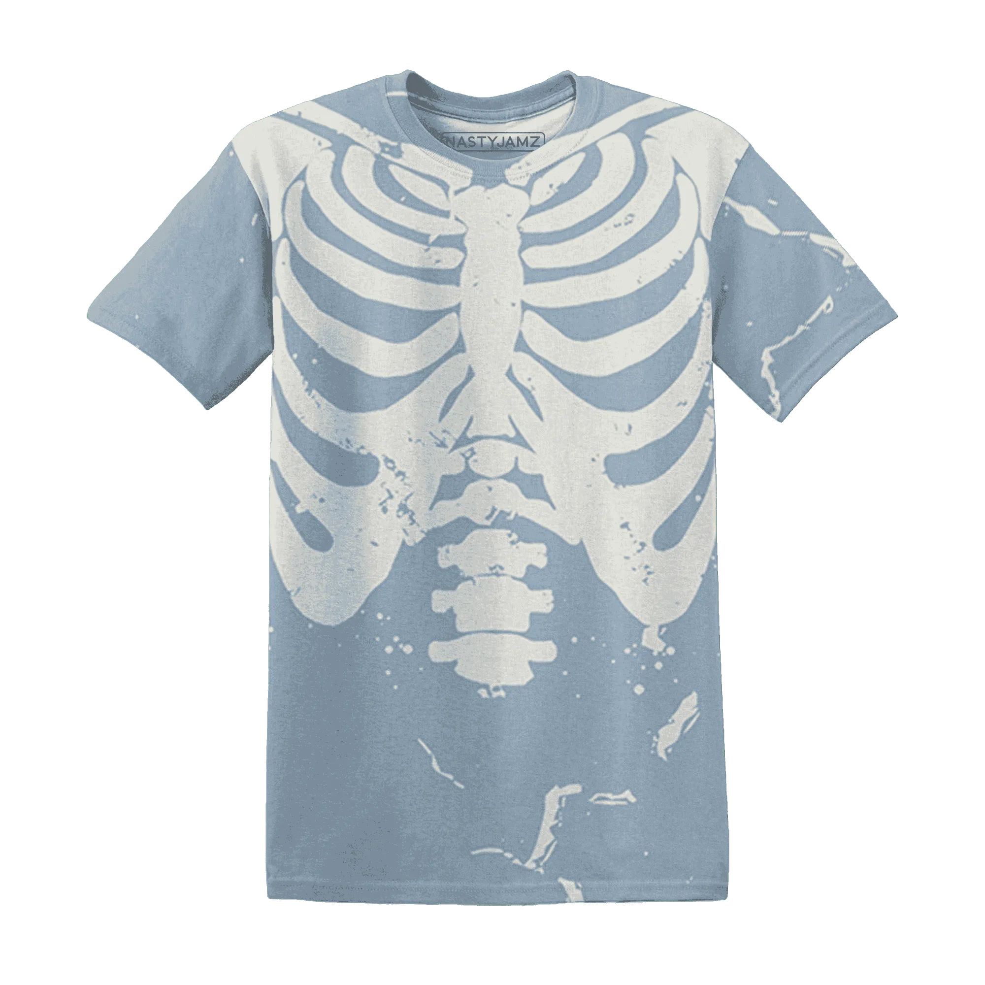 Mid-Diffused-Blue-Grey-1s-T-Shirt-Match-Skeleton-Y2k-3D