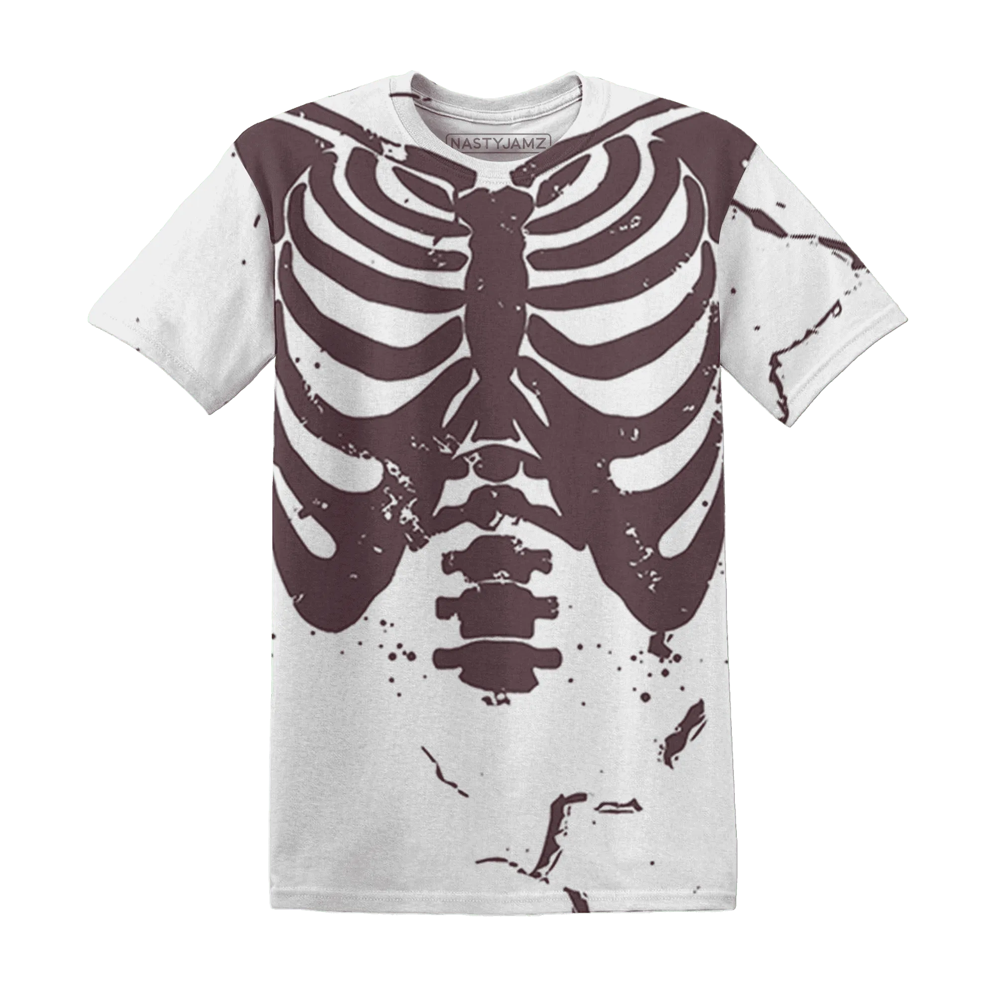 Burgundy-Crush-3s-T-Shirt-Match-Skeleton-Y2k-3D