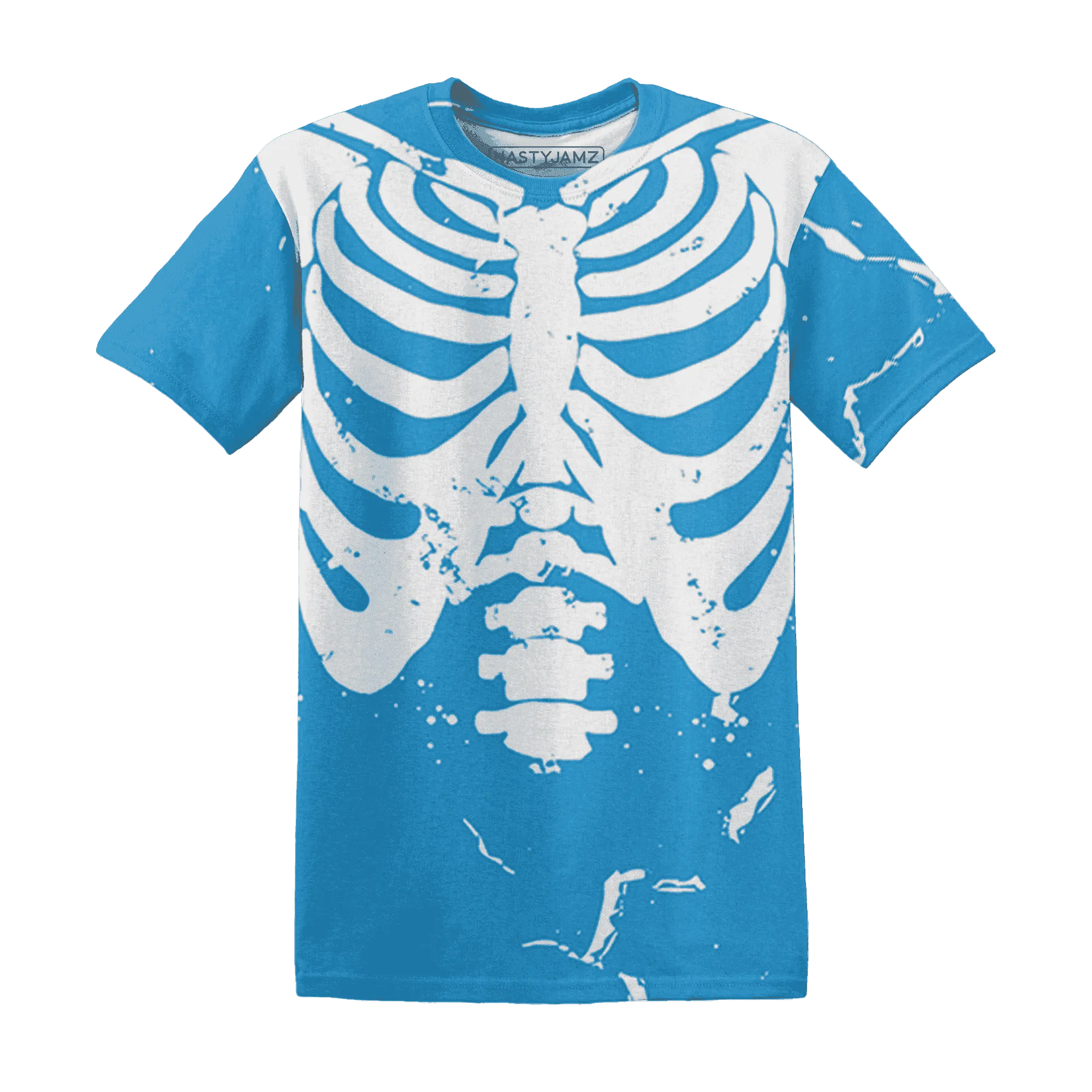 Powder-Blue-9s-T-Shirt-Match-Skeleton-Y2k-3D