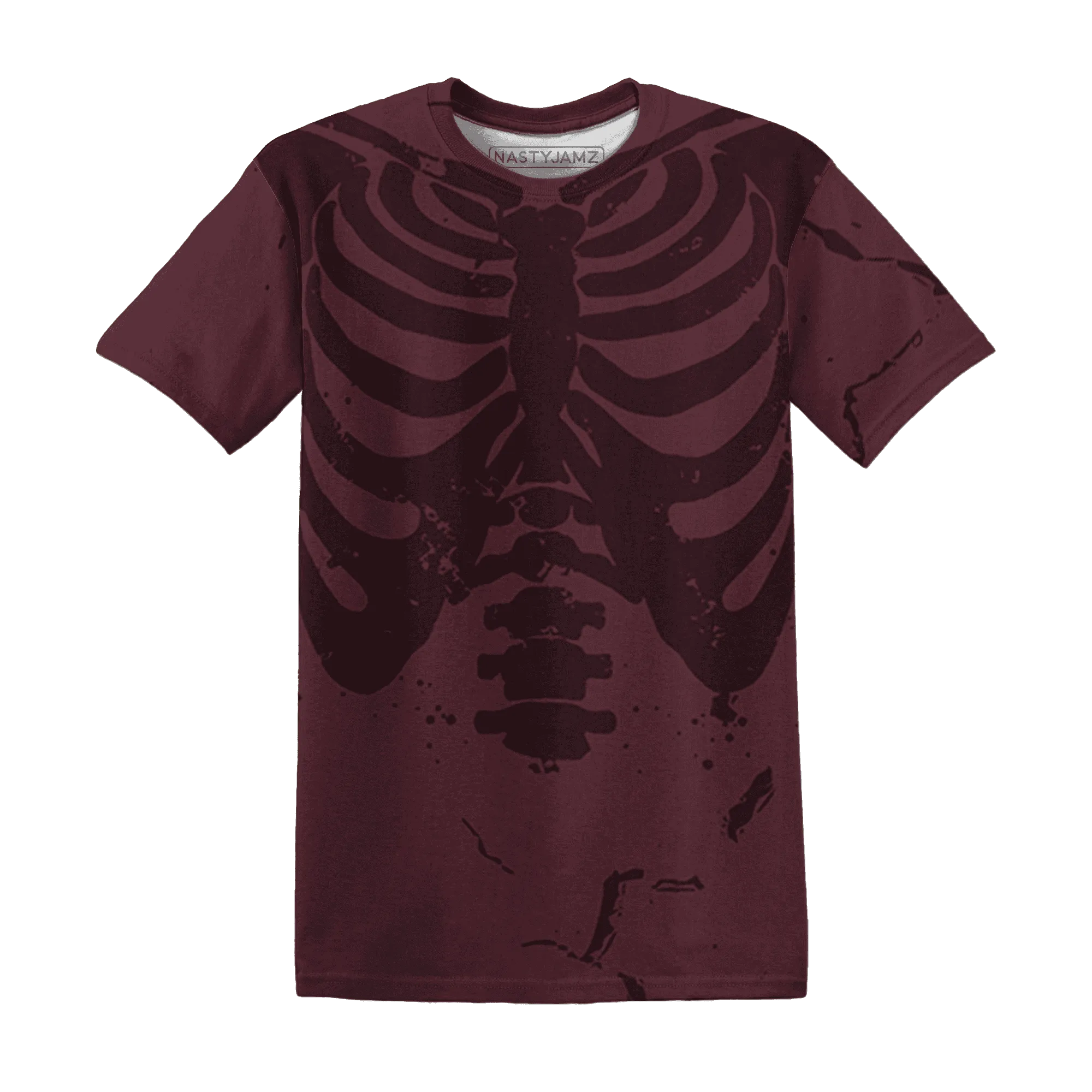 VaporMax-Night-Maron-Burgundy-T-Shirt-Match-Skeleton-Y2k-3D