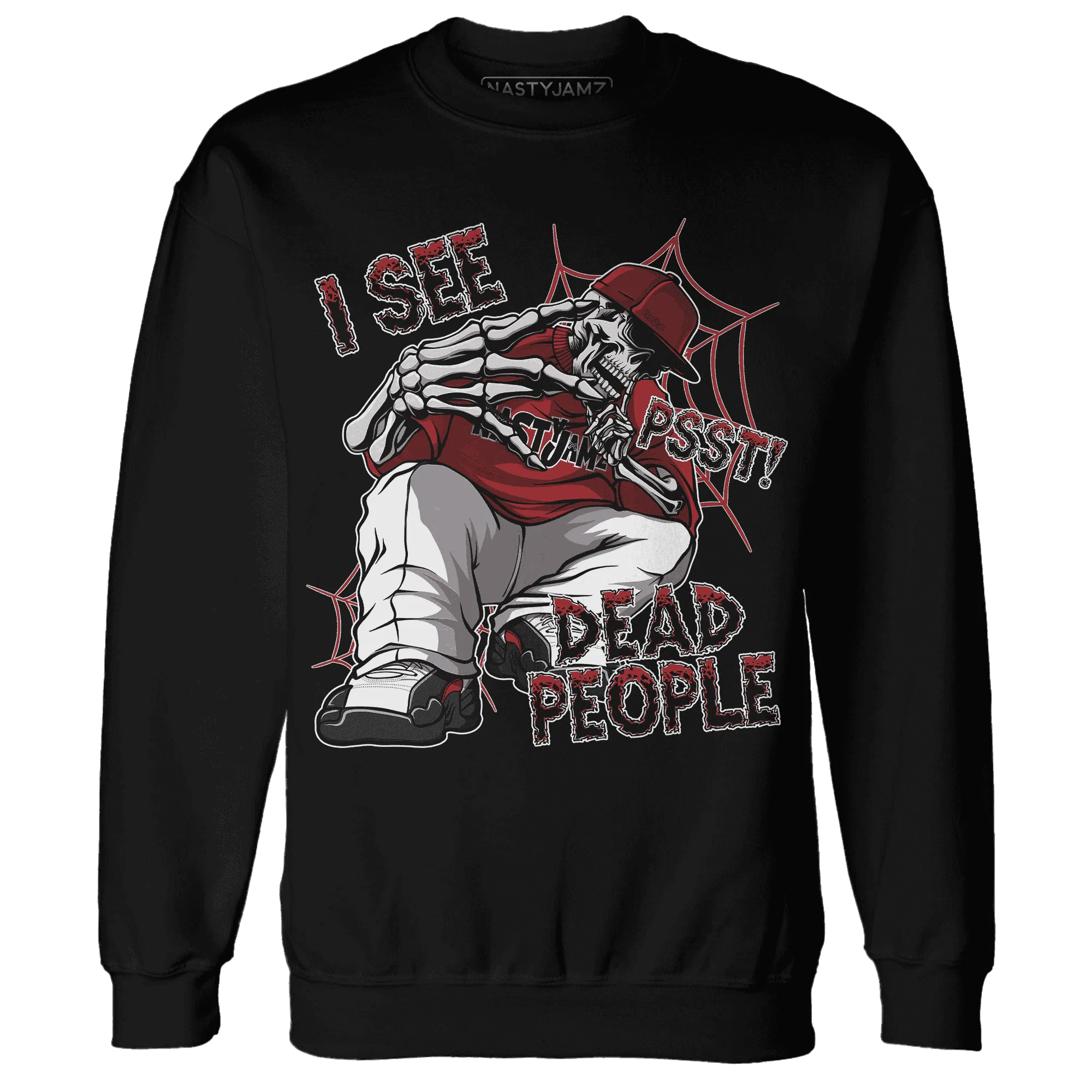 Retro-Red-Taxi-12s-Sweatshirt-Match-Skull-Whisper