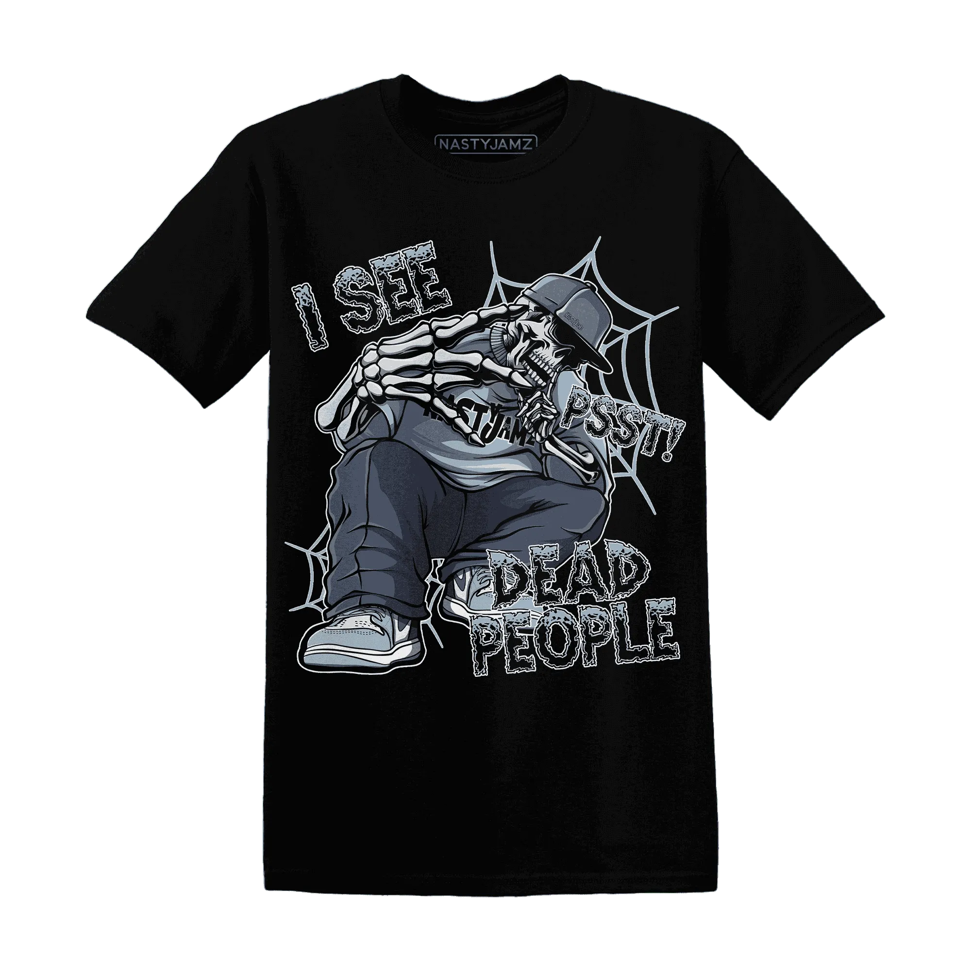 Mid-Diffused-Blue-Grey-1s-T-Shirt-Match-Skull-Whisper