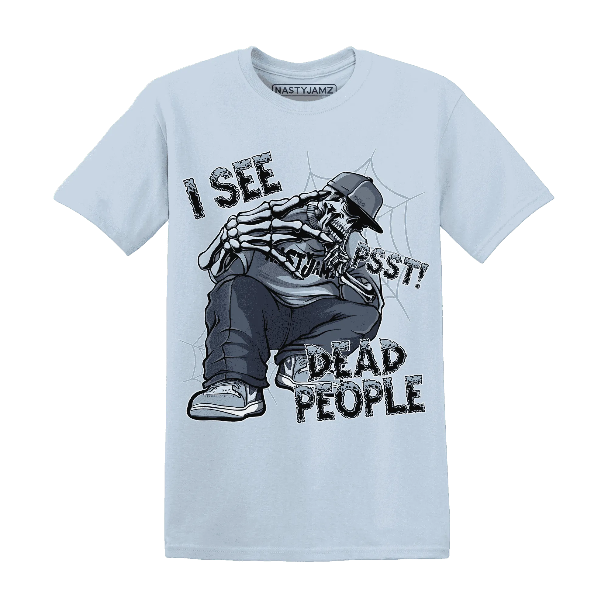 Mid-Diffused-Blue-Grey-1s-T-Shirt-Match-Skull-Whisper