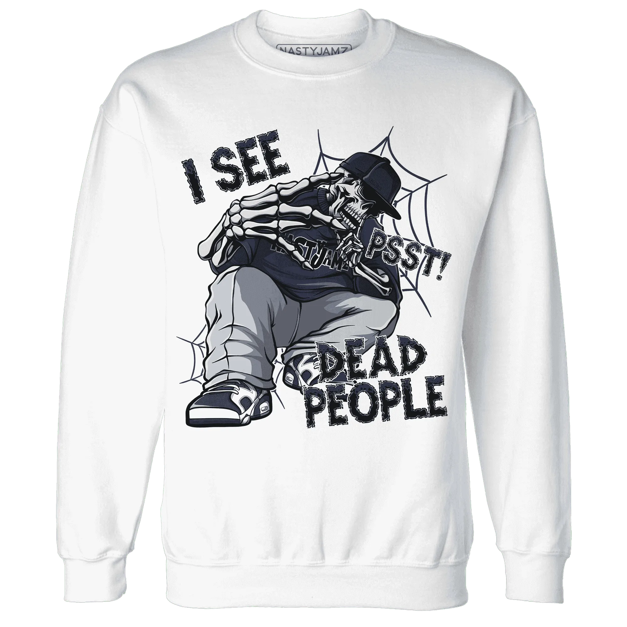 White-Navy-6s-Sweatshirt-Match-Skull-Whisper