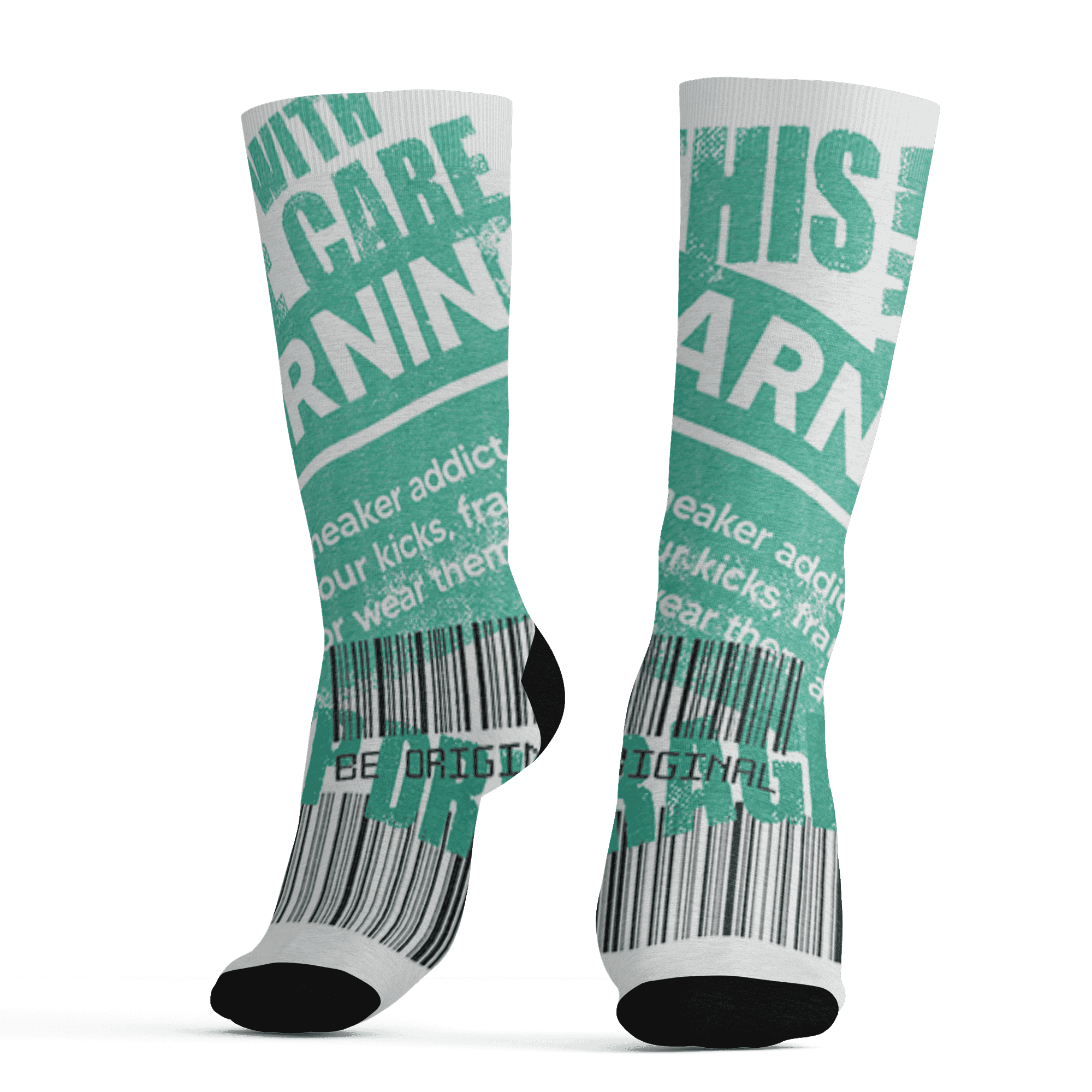 High OG Green Glow 1s Socks Match Sneaker Addict 3D All-Over Print Warning - NastyJamz