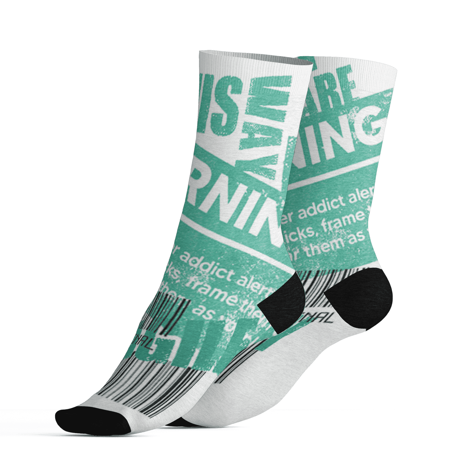 High OG Green Glow 1s Socks Match Sneaker Addict 3D All-Over Print Warning - NastyJamz
