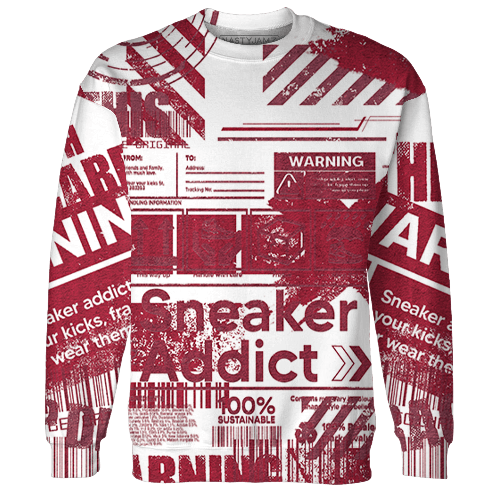 High White Team Red 1s Sweatshirt Match Sneaker Addict 3D All-Over Print Warning - NastyJamz