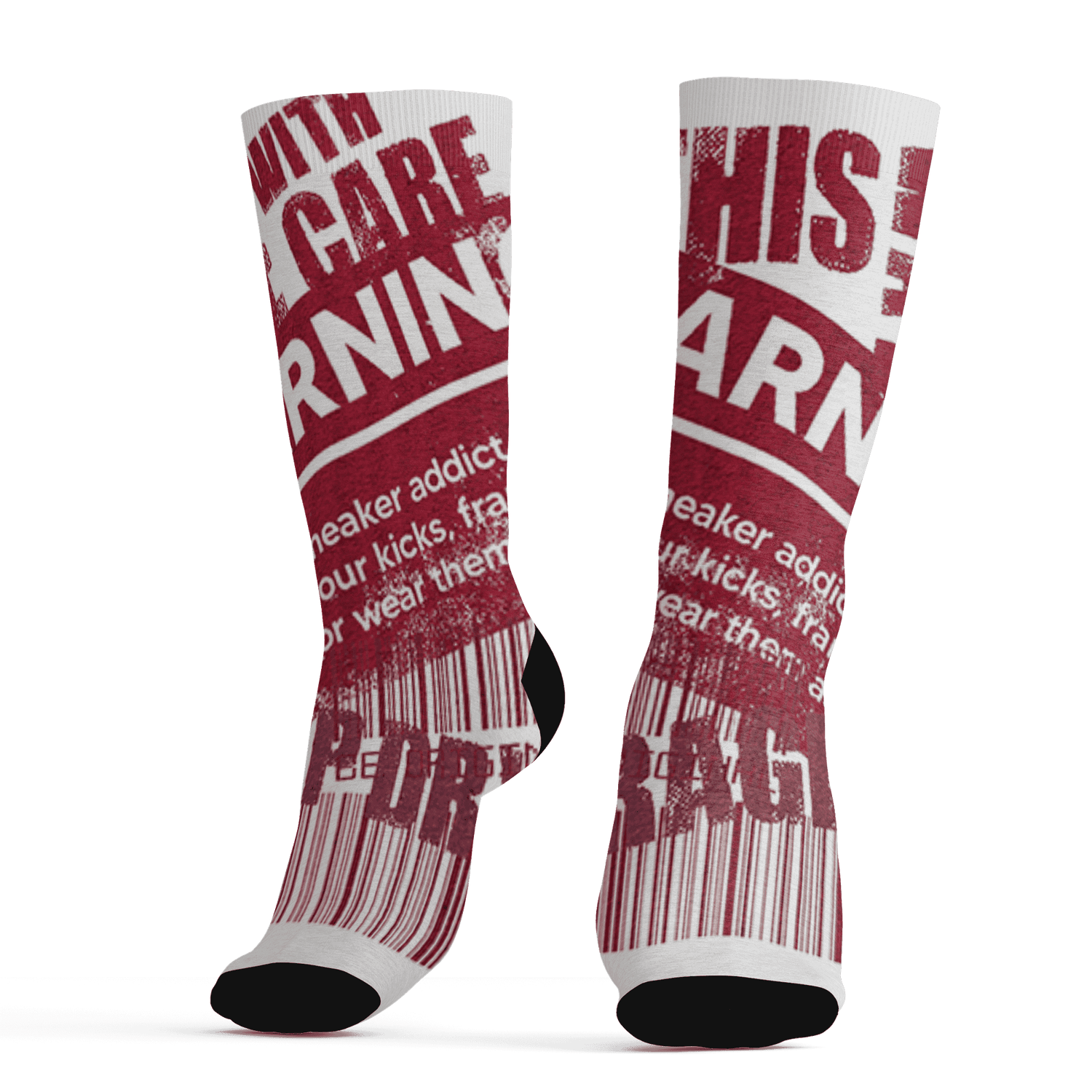 High White Team Red 1s Socks Match Sneaker Addict 3D All-Over Print Warning - NastyJamz