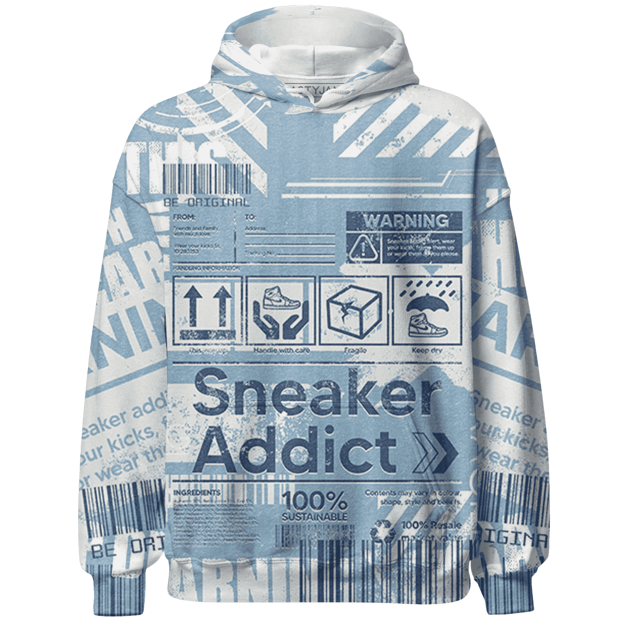 Mid Diffused Blue Grey 1s Hoodie Match Sneaker Addict 3D All-Over Print Warning - NastyJamz