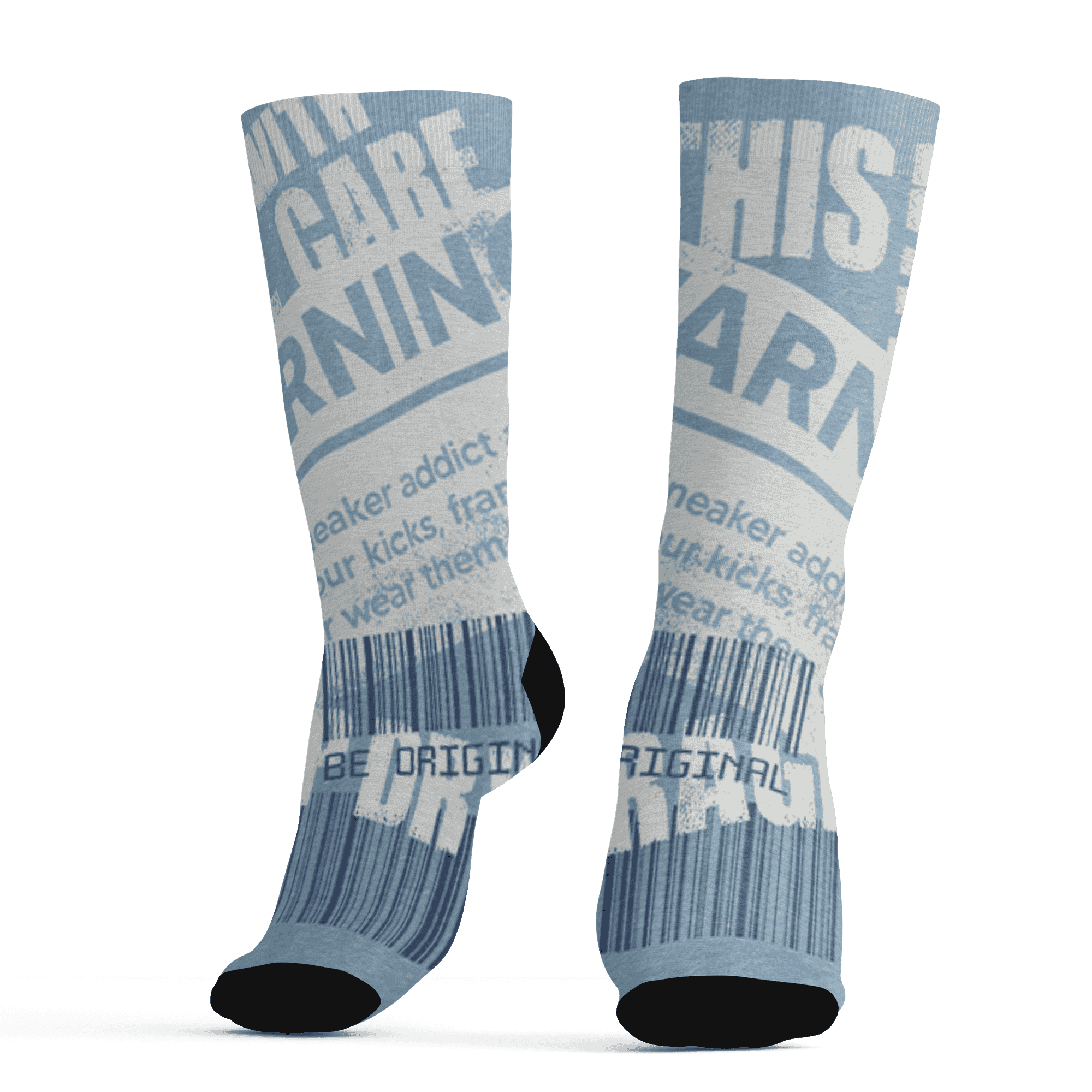 Mid Diffused Blue Grey 1s Socks Match Sneaker Addict 3D All-Over Print Warning - NastyJamz