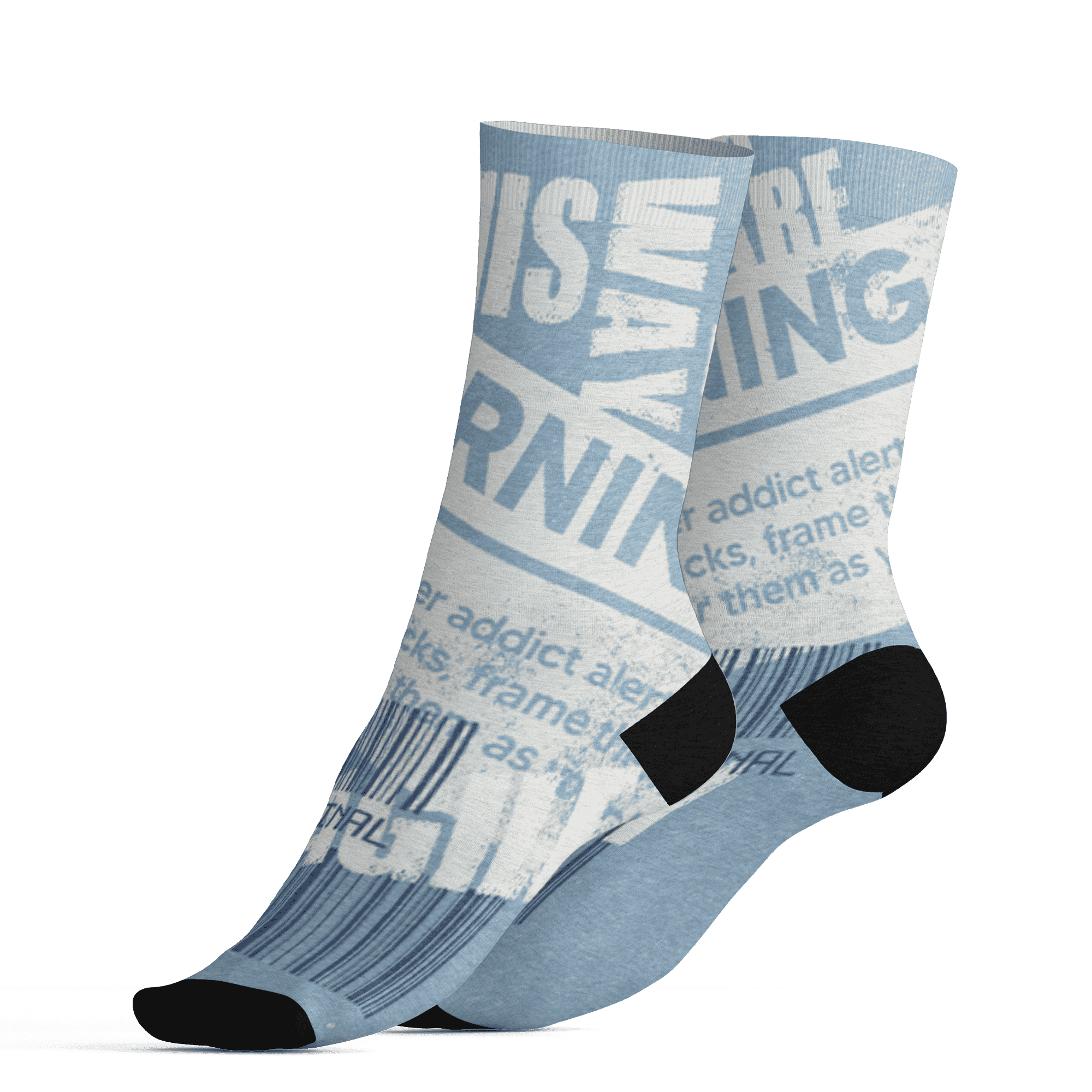Mid Diffused Blue Grey 1s Socks Match Sneaker Addict 3D All-Over Print Warning - NastyJamz