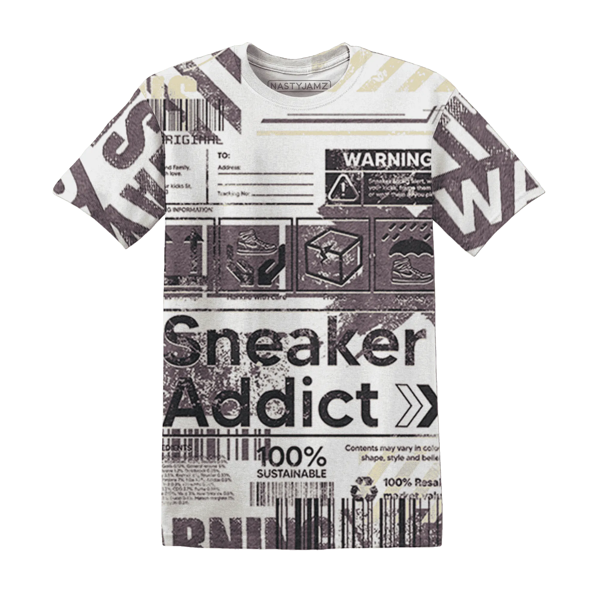 Burgundy-Crush-3s-T-Shirt-Match-Sneaker-Addict-3D-Warning