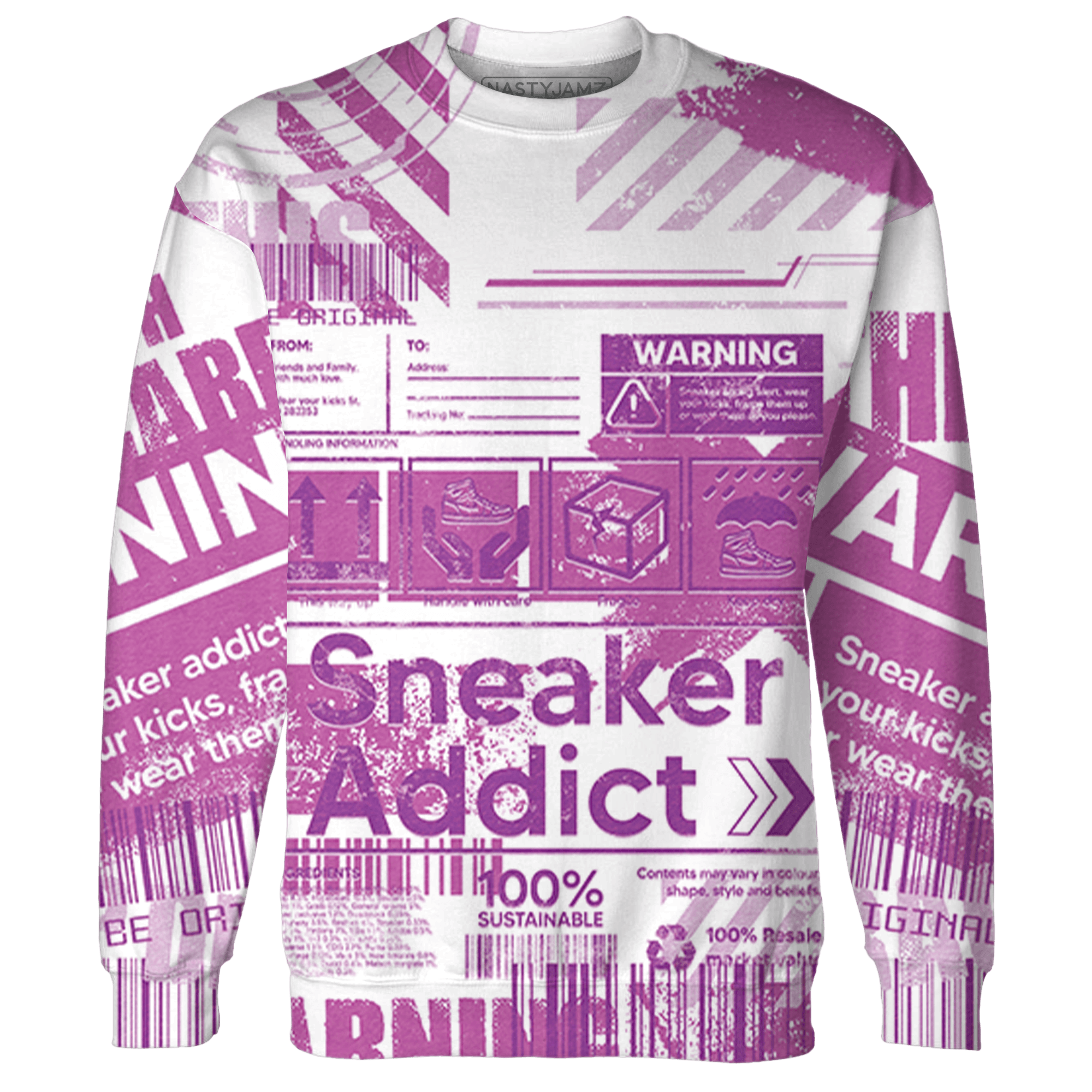 GS Hyper Violet 4s Sweatshirt Match Sneaker Addict 3D All-Over Print Warning - NastyJamz