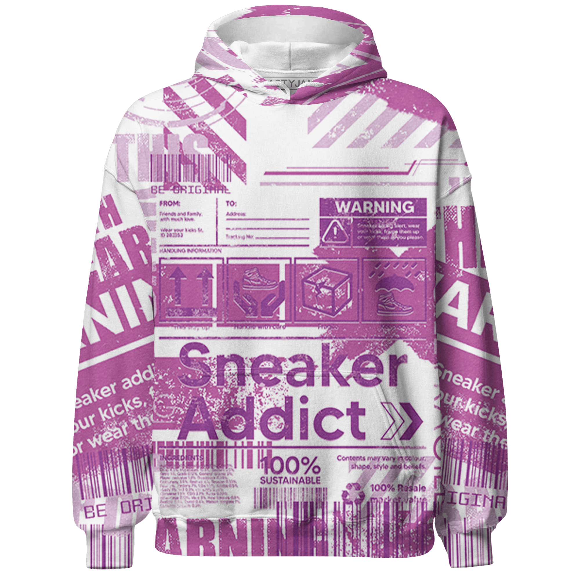 GS Hyper Violet 4s Hoodie Match Sneaker Addict 3D All-Over Print Warning - NastyJamz