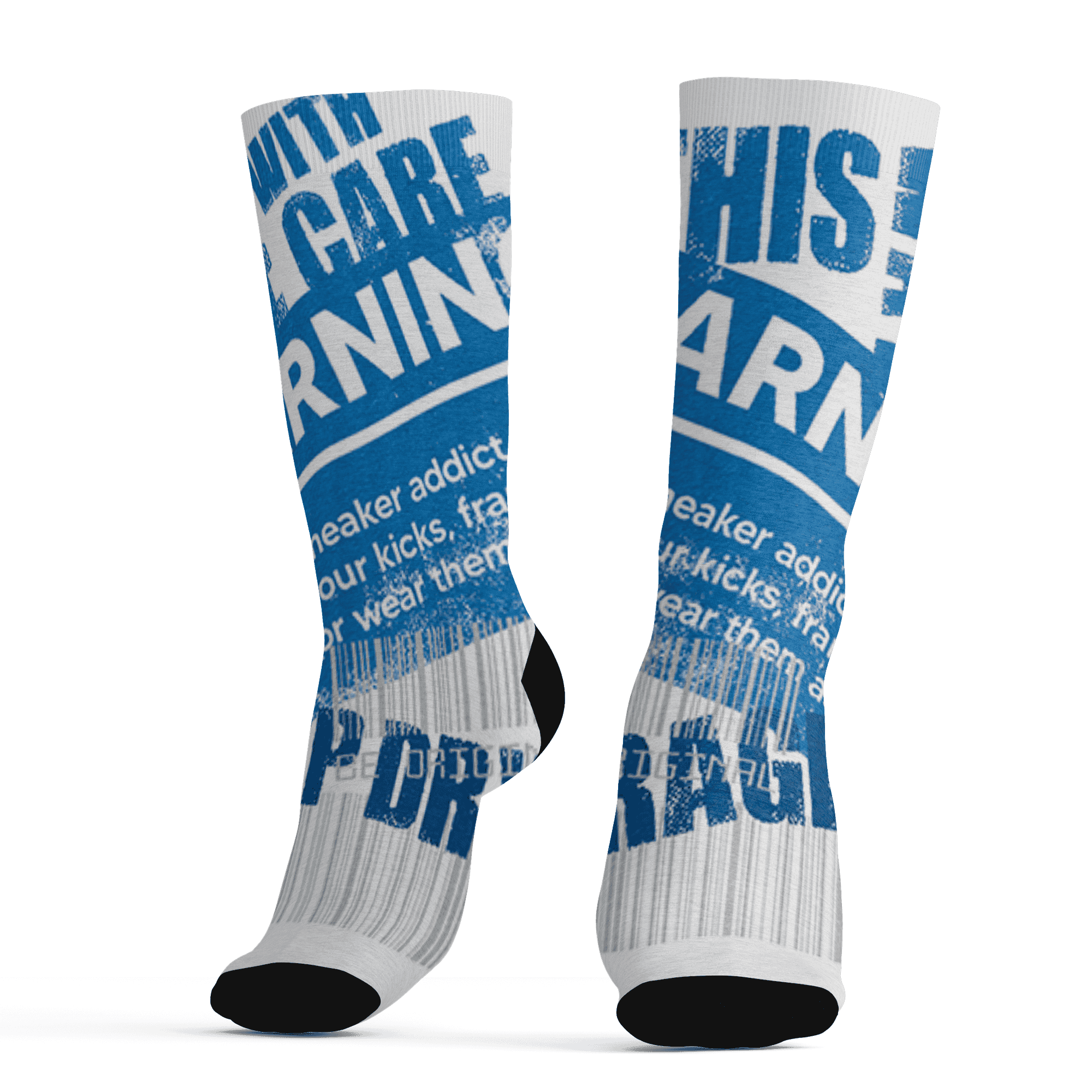 Industrial Blue 4s Socks Match Sneaker Addict 3D All-Over Print Warning - NastyJamz