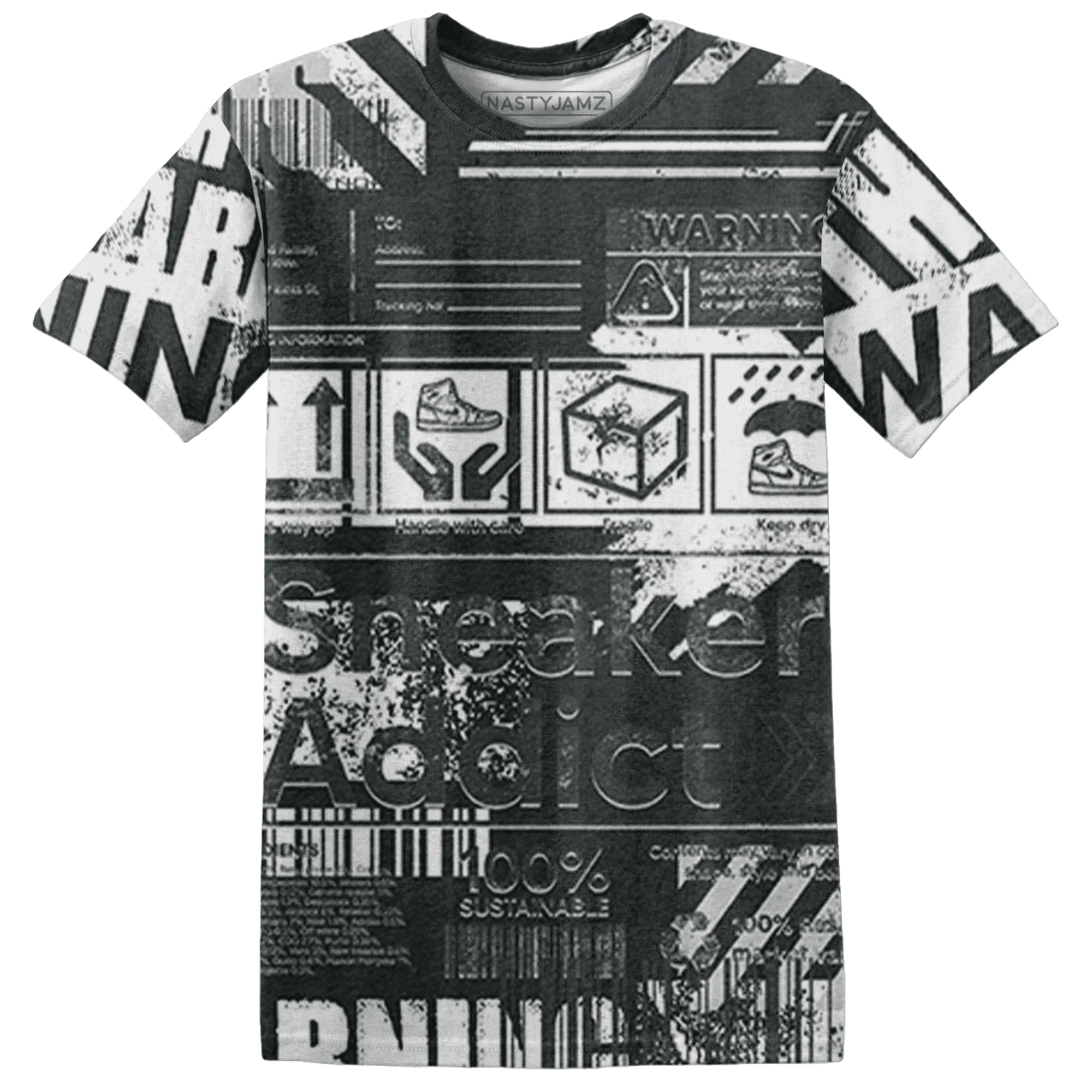 White-Thunder-4s-T-Shirt-Match-Sneaker-Addict-3D-Warning