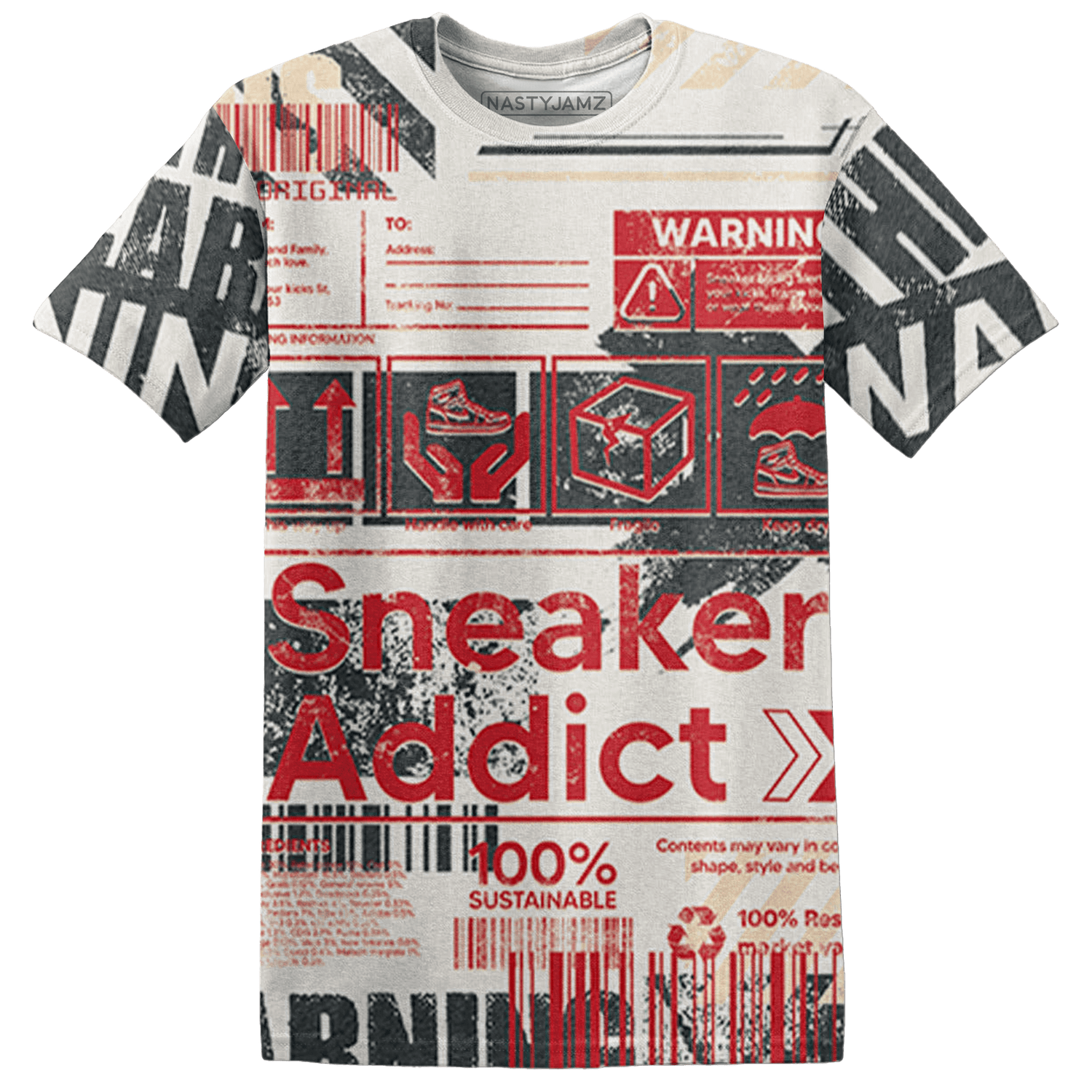 Jumman Jack University Red T Shirt Match Sneaker Addict 3D All-Over Print Warning - NastyJamz