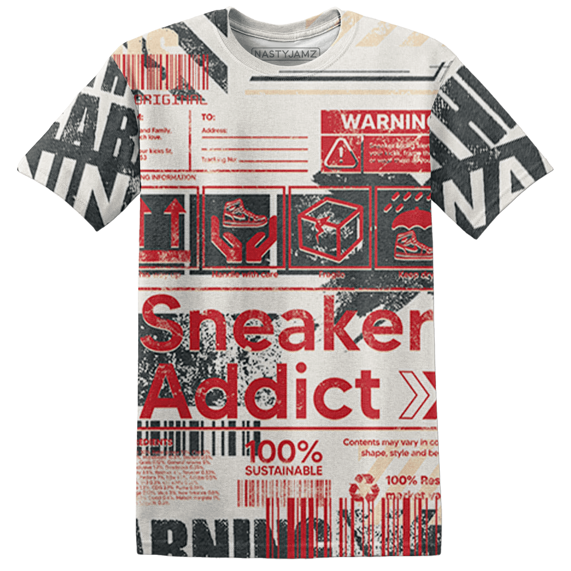 Jumman Jack University Red T Shirt Match Sneaker Addict 3D All-Over Print Warning - NastyJamz