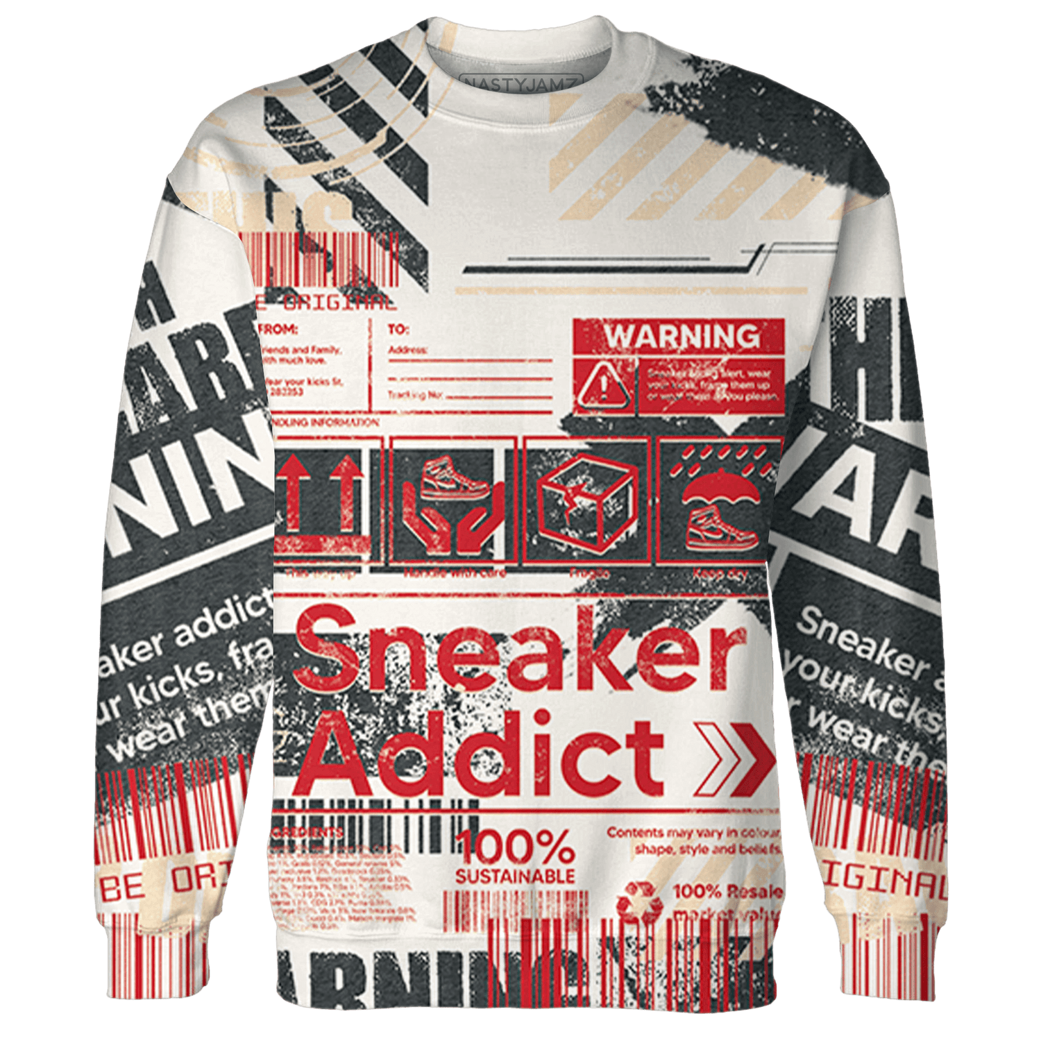 Jumman Jack University Red Sweatshirt Match Sneaker Addict 3D All-Over Print Warning - NastyJamz