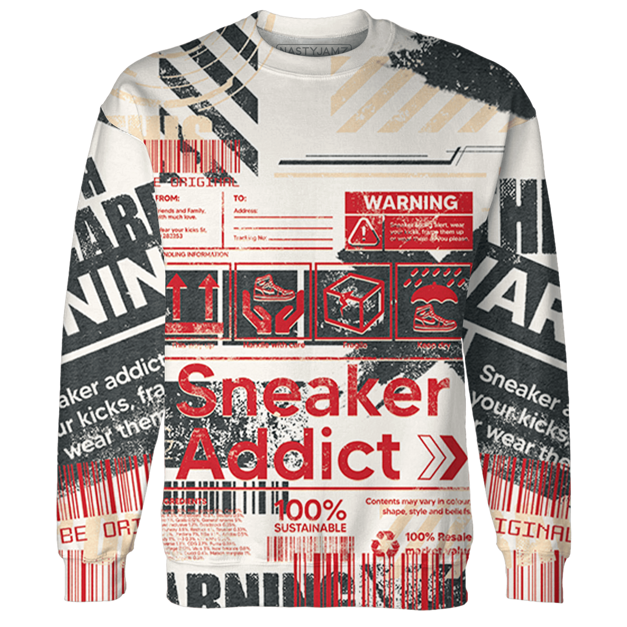 Jumman Jack University Red Sweatshirt Match Sneaker Addict 3D All-Over Print Warning - NastyJamz