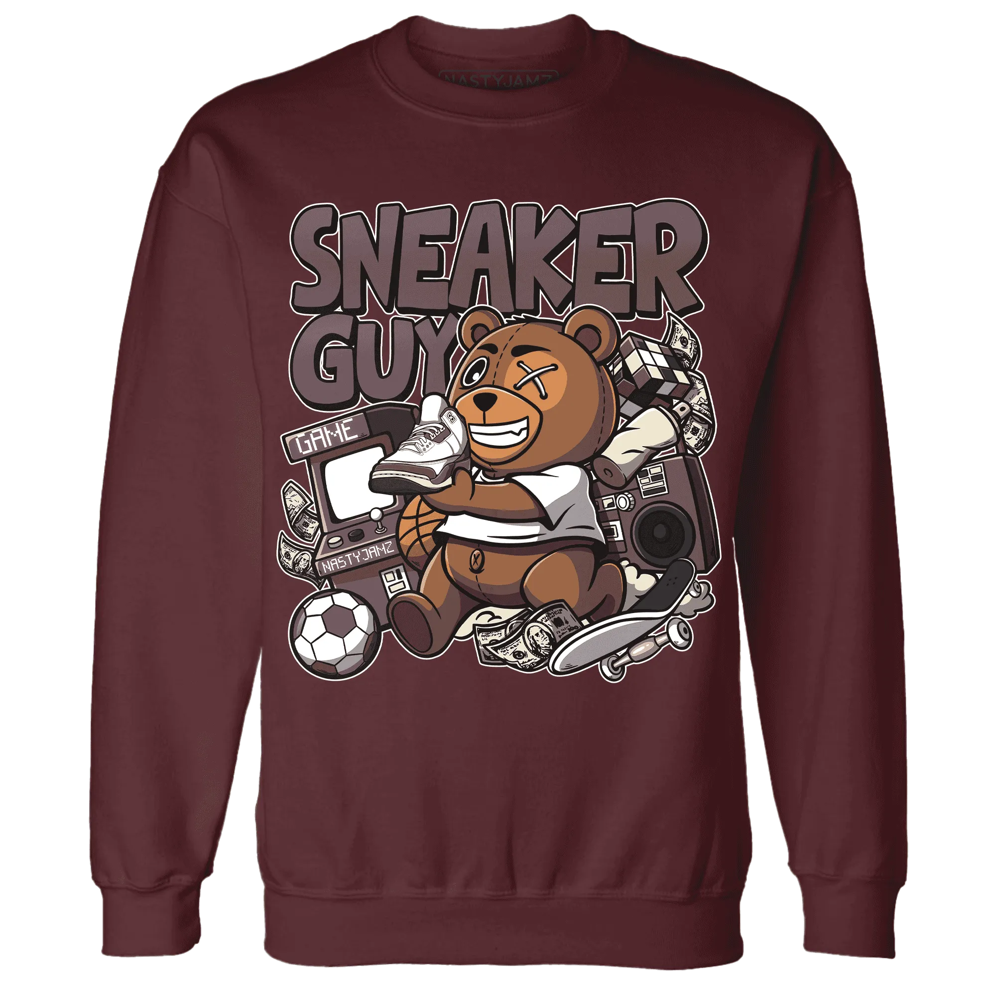 NastyJamz-Burgundy-Crush-3s-Sweatshirt-Match-Sneaker-BER