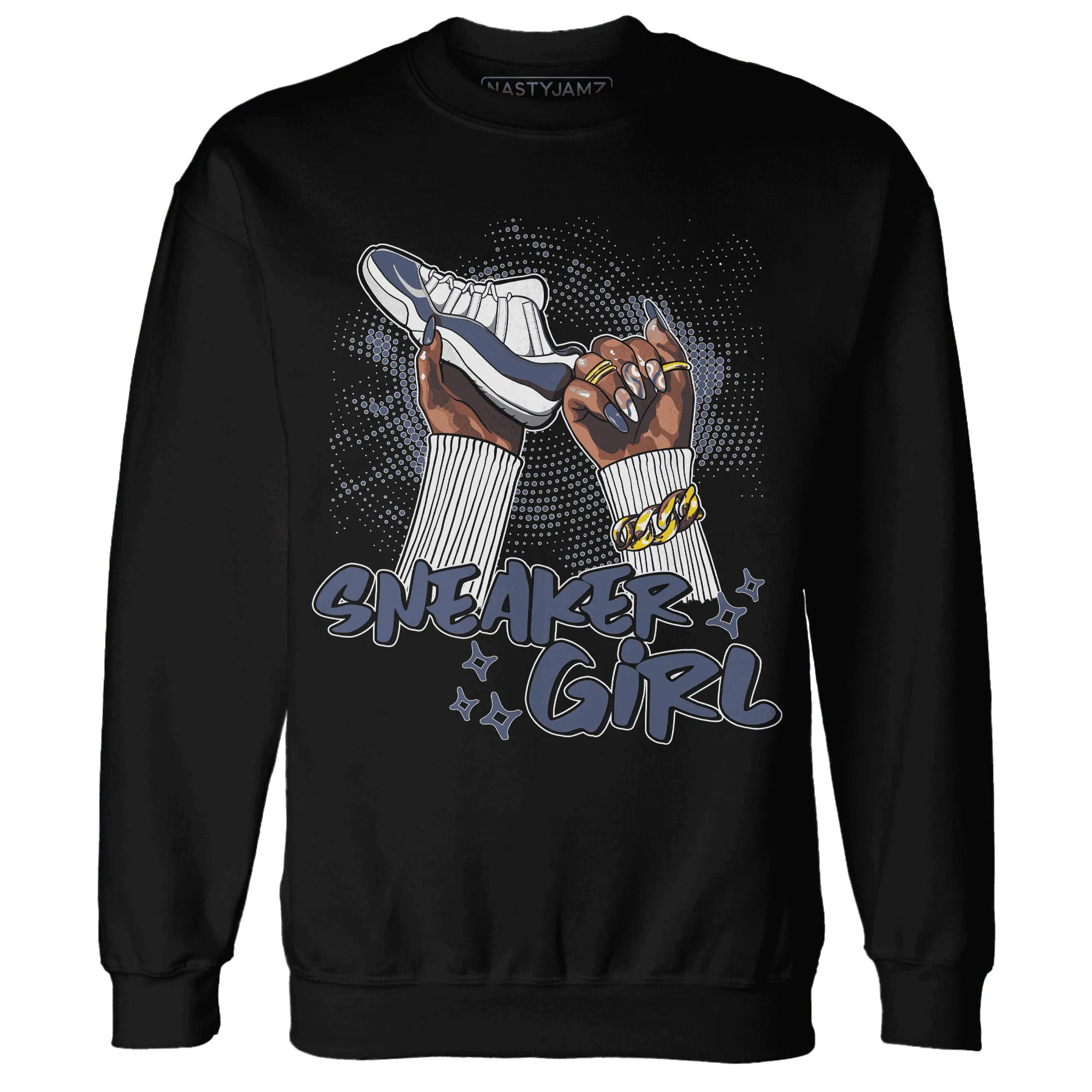 Low-Diffused-Blue-11s-Sweatshirt-Match-Sneaker-Girl-Nail