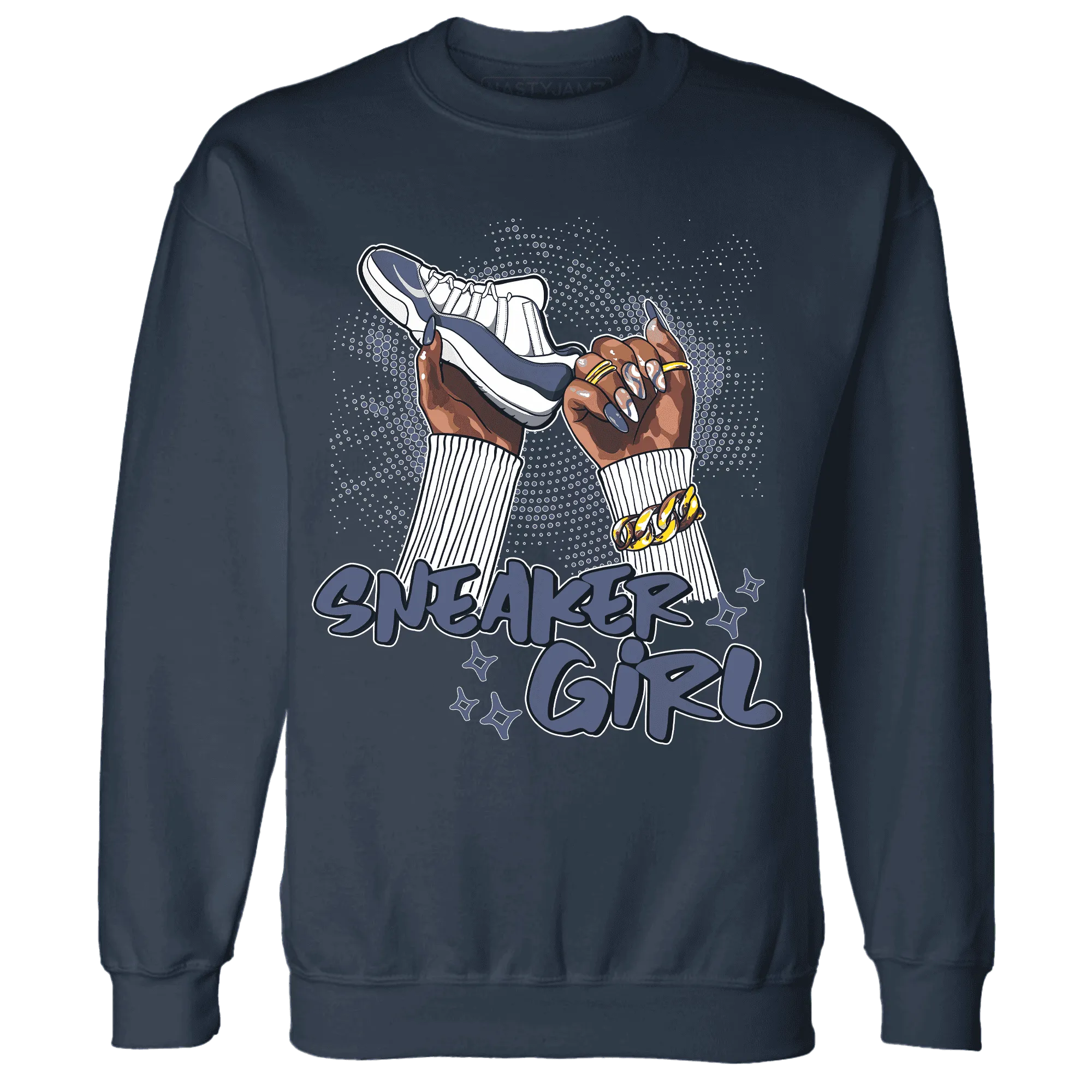 Low-Diffused-Blue-11s-Sweatshirt-Match-Sneaker-Girl-Nail