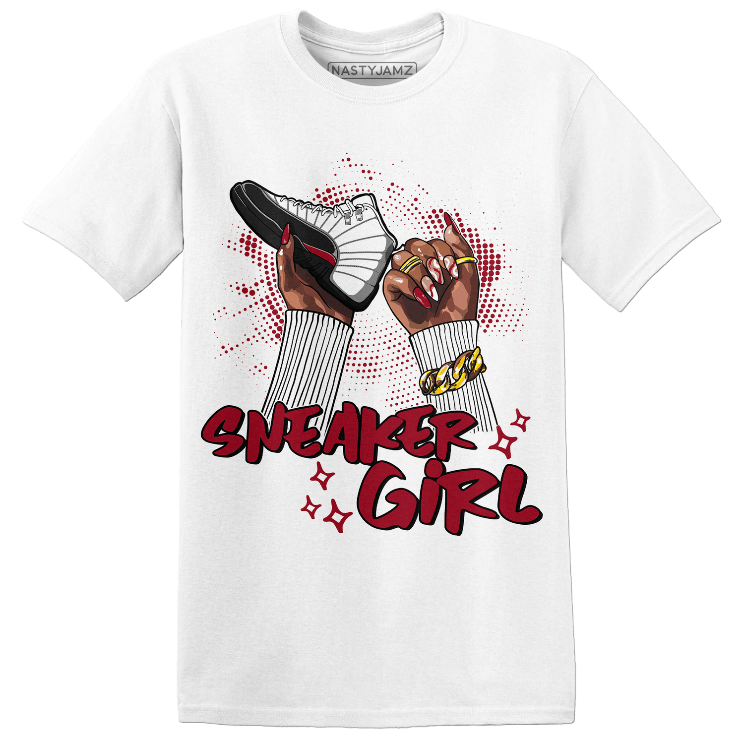 Retro Red Taxi 12s T Shirt Match Sneaker Girl Nail - NastyJamz