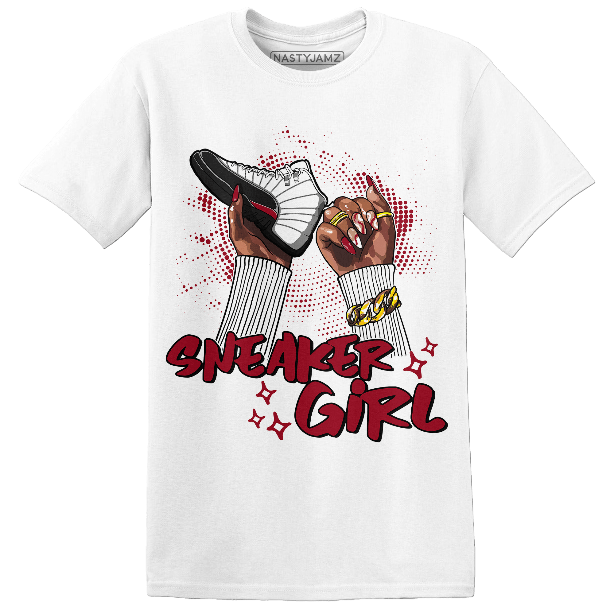 Retro Red Taxi 12s T Shirt Match Sneaker Girl Nail - NastyJamz