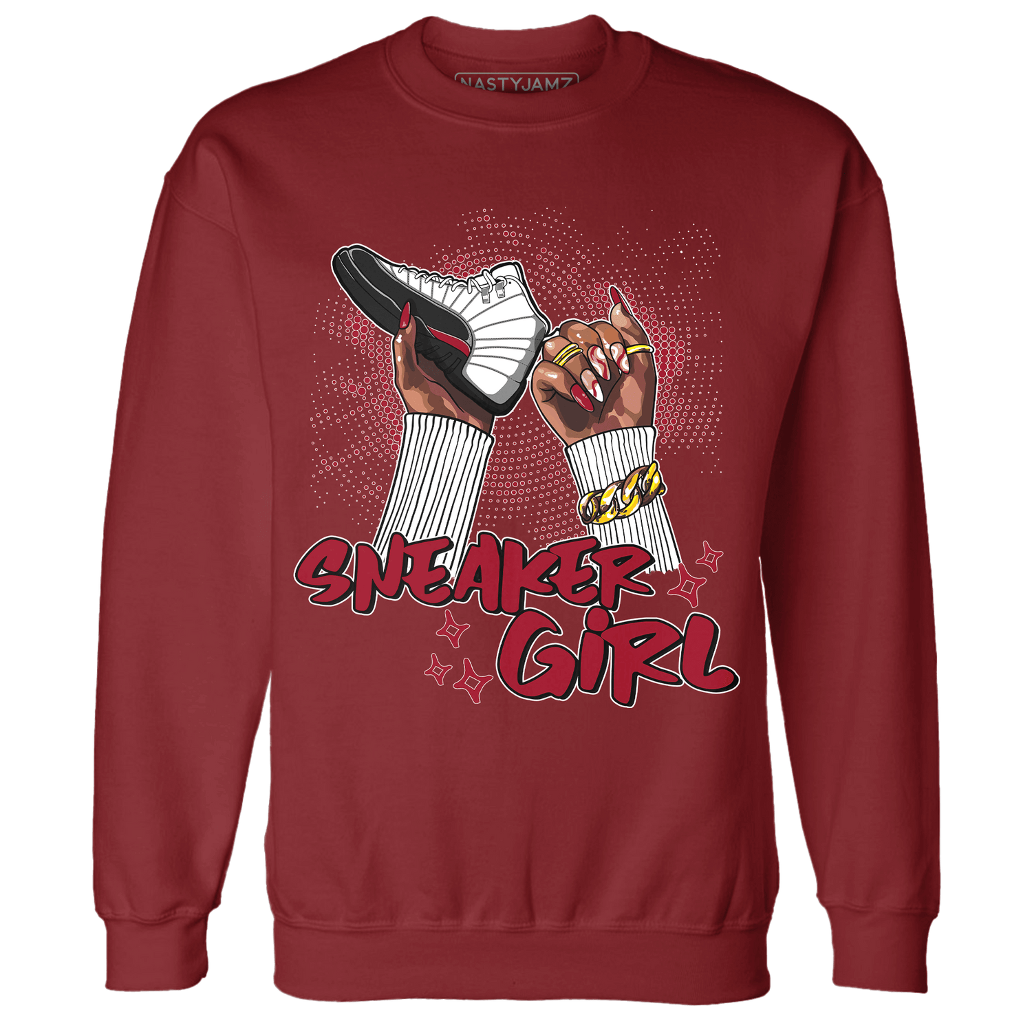 Retro Red Taxi 12s Sweatshirt Match Sneaker Girl Nail - NastyJamz