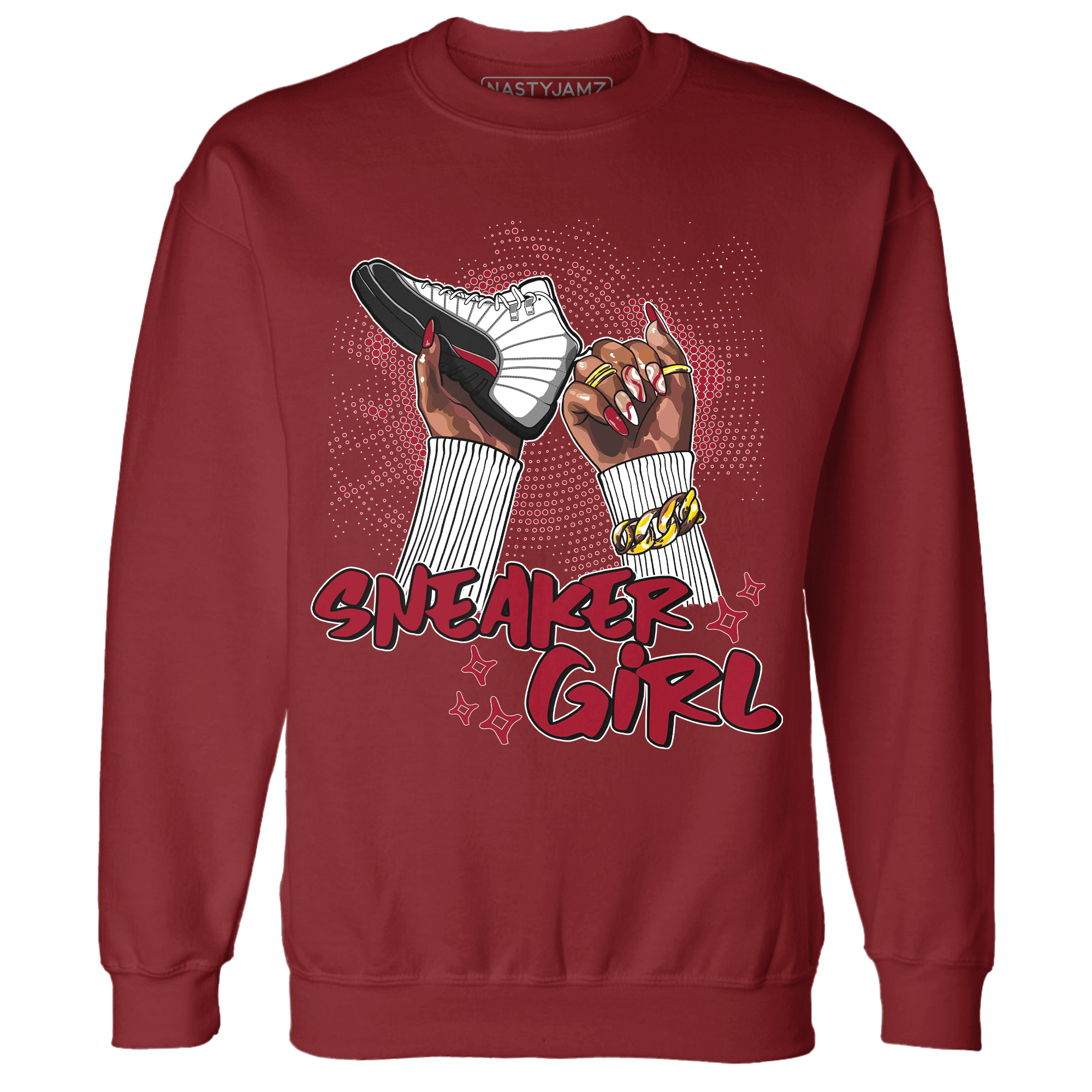 Retro Red Taxi 12s Sweatshirt Match Sneaker Girl Nail - NastyJamz