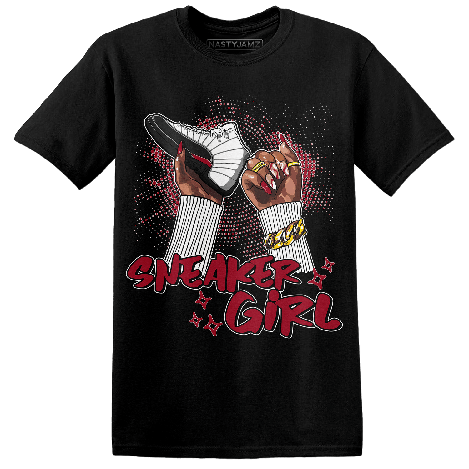 Retro Red Taxi 12s T Shirt Match Sneaker Girl Nail - NastyJamz
