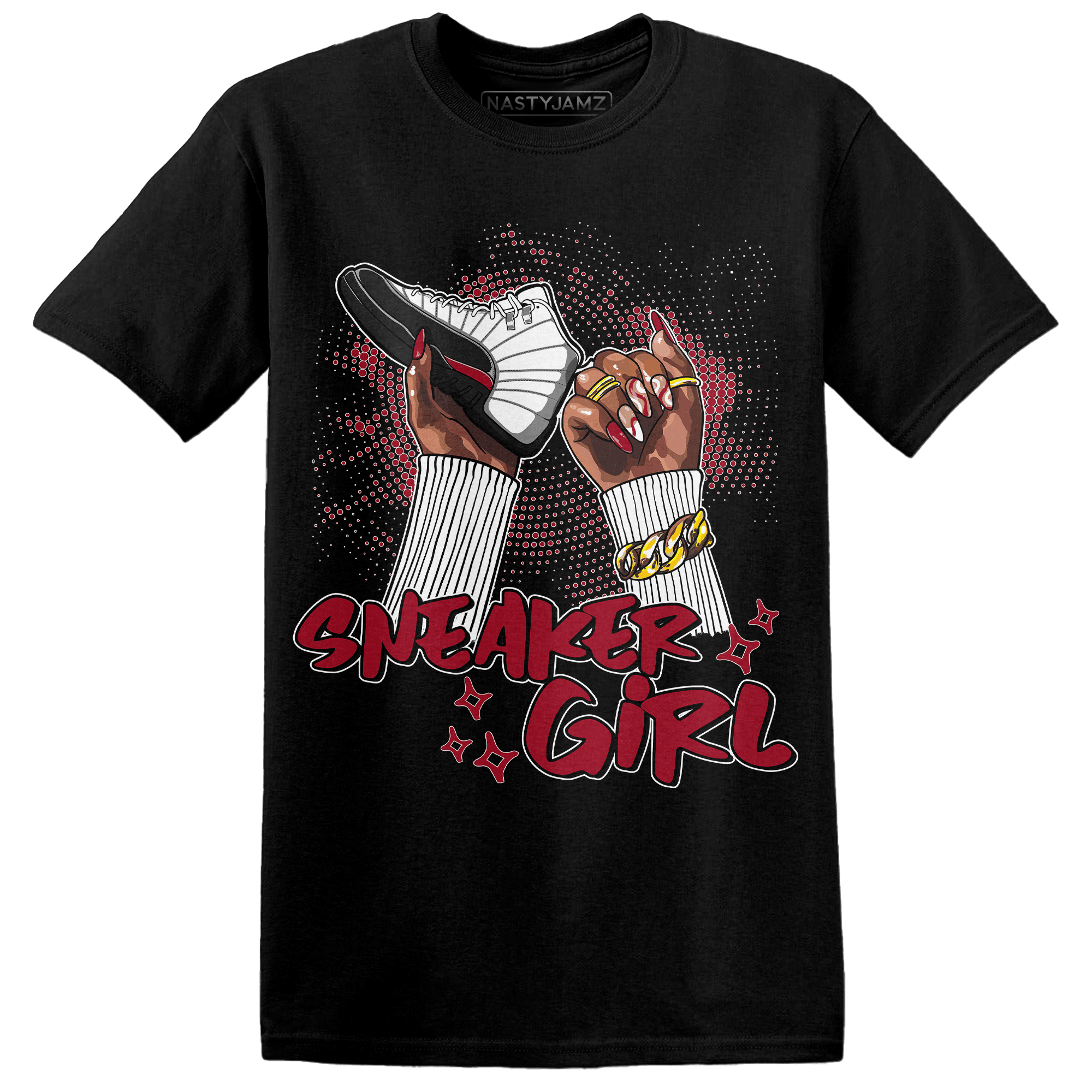 Retro Red Taxi 12s T Shirt Match Sneaker Girl Nail - NastyJamz