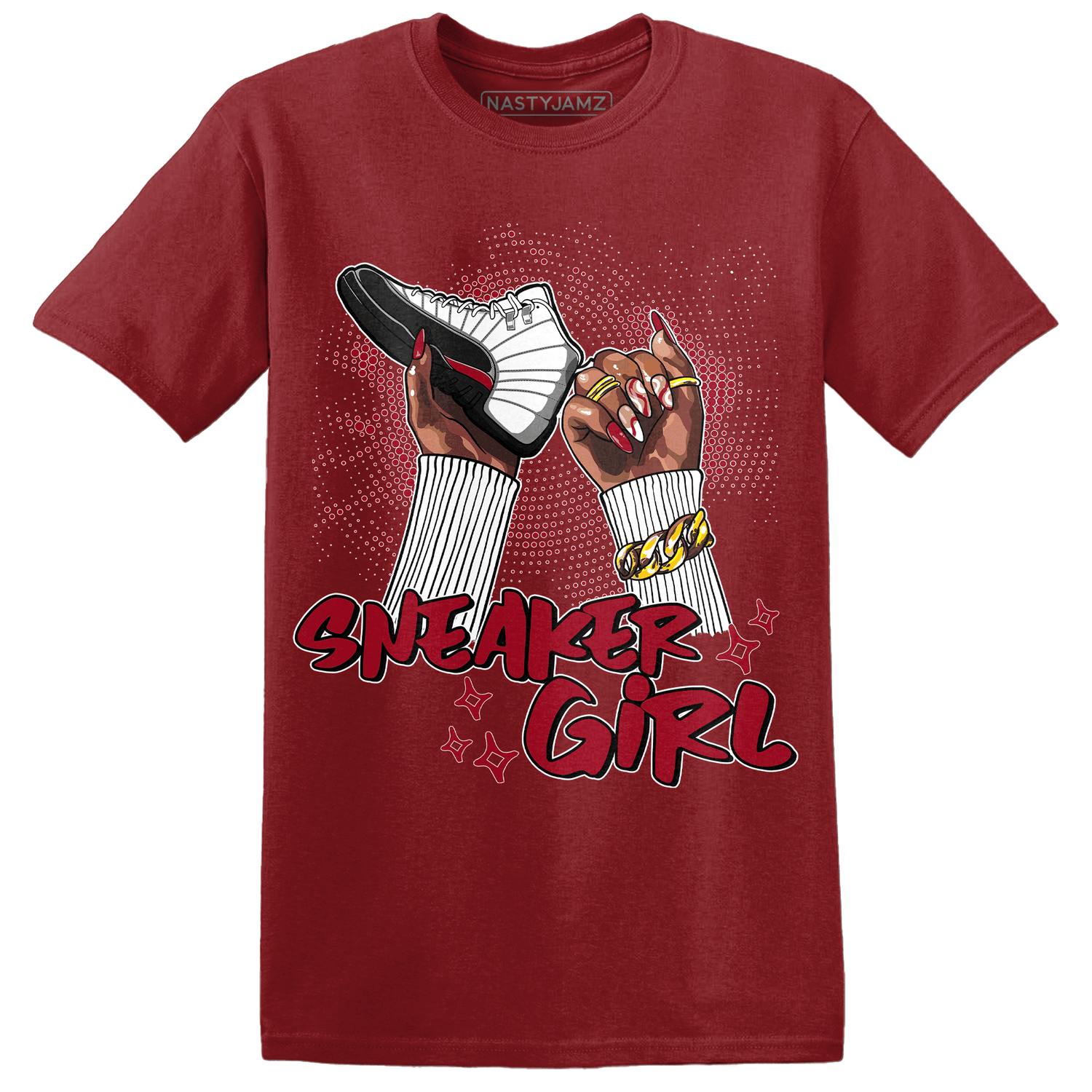 Retro Red Taxi 12s T Shirt Match Sneaker Girl Nail - NastyJamz