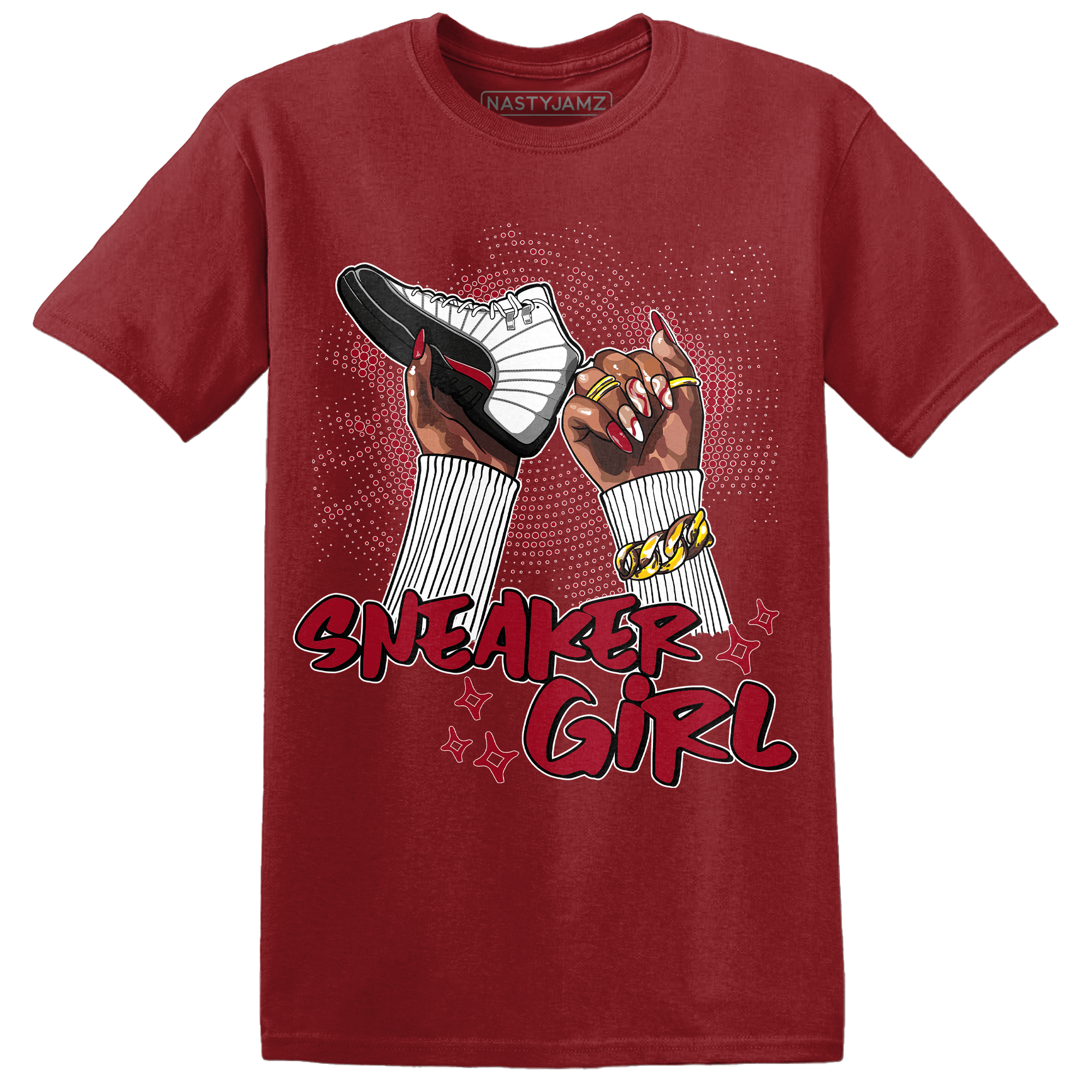 Retro Red Taxi 12s T Shirt Match Sneaker Girl Nail - NastyJamz