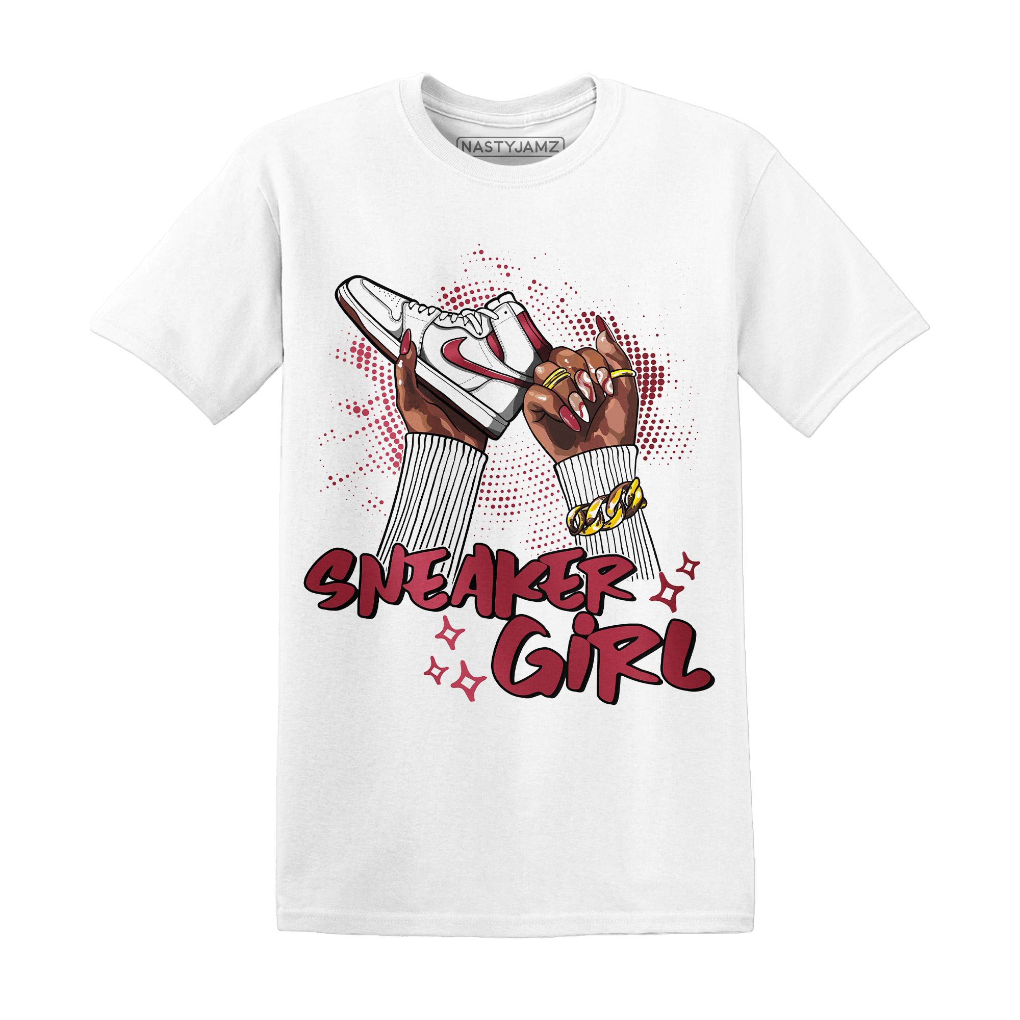 High 85 Metallic Burgundy 1s T Shirt Match Sneaker Girl Nail - NastyJamz